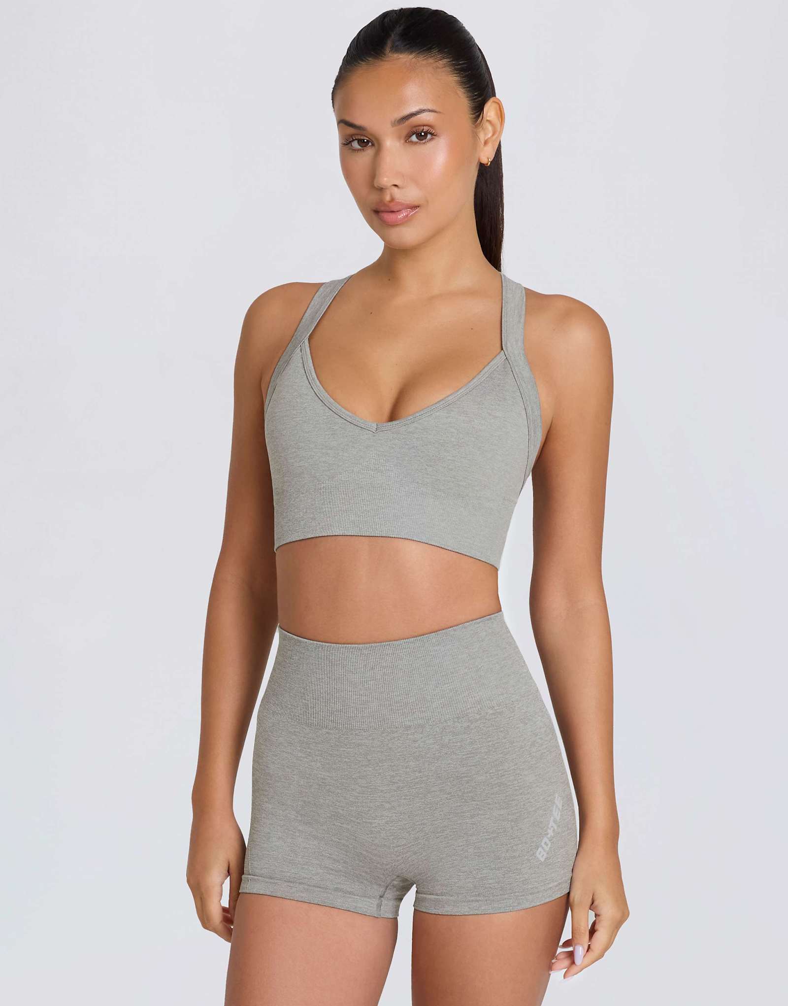 BoTee super sculpt seamless mini shorts in gray heather - part of a set gray