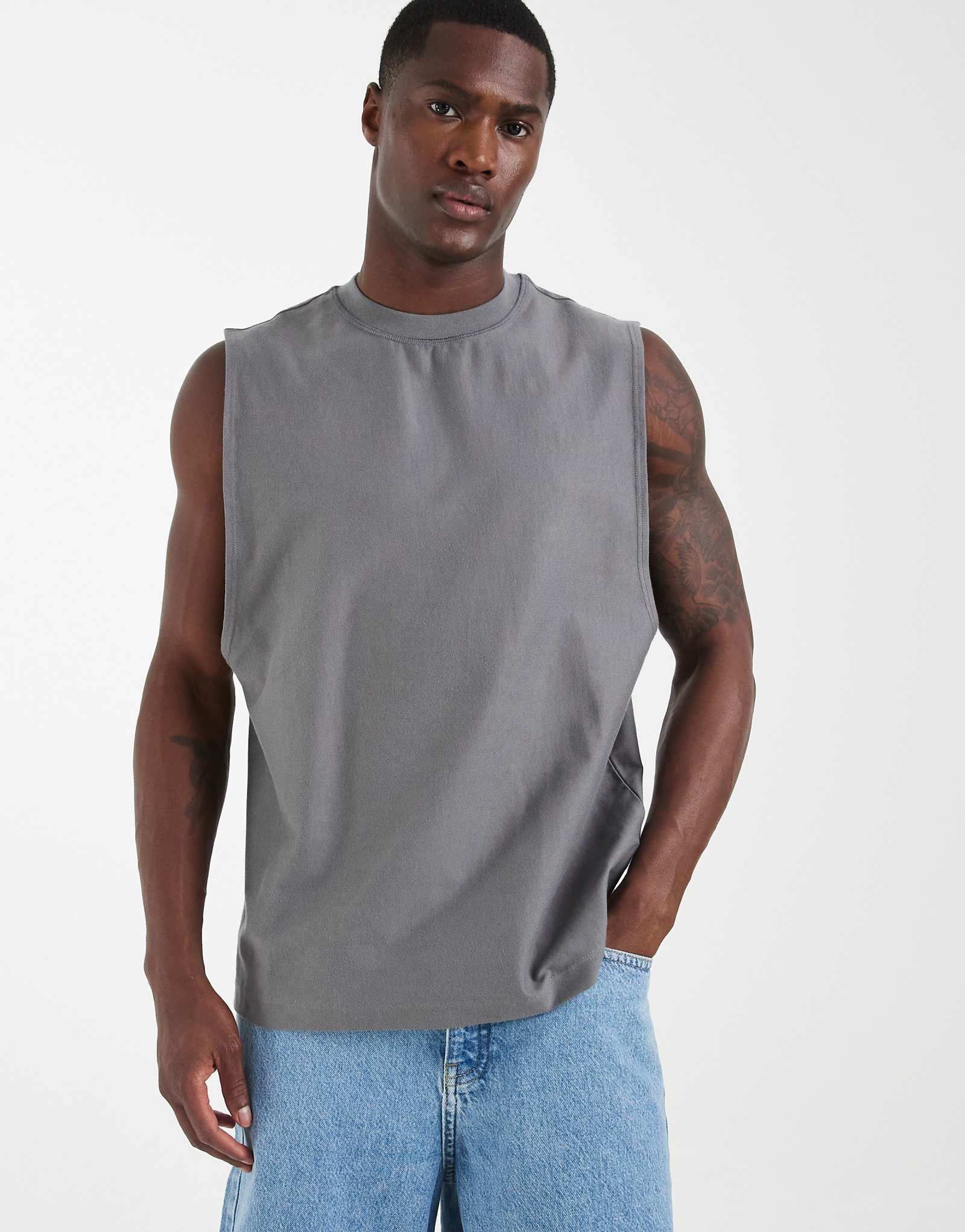 River Island tank in dark gray dark gray 3890₽