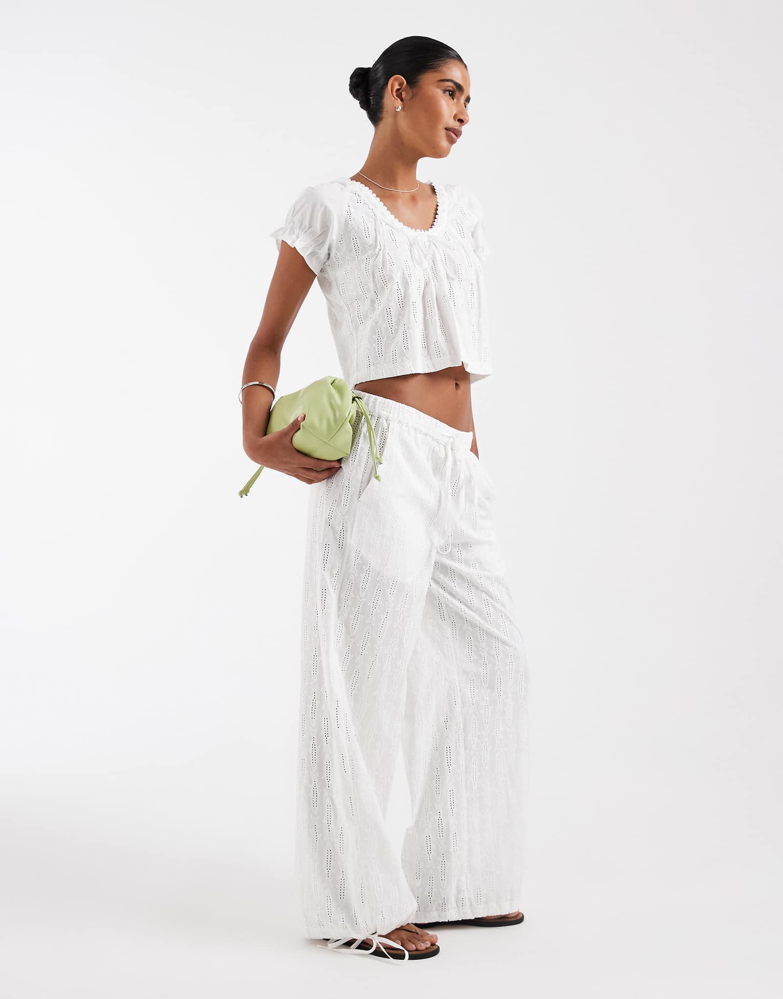 House of Sunny sea breeze sardine embroidered pants in white white