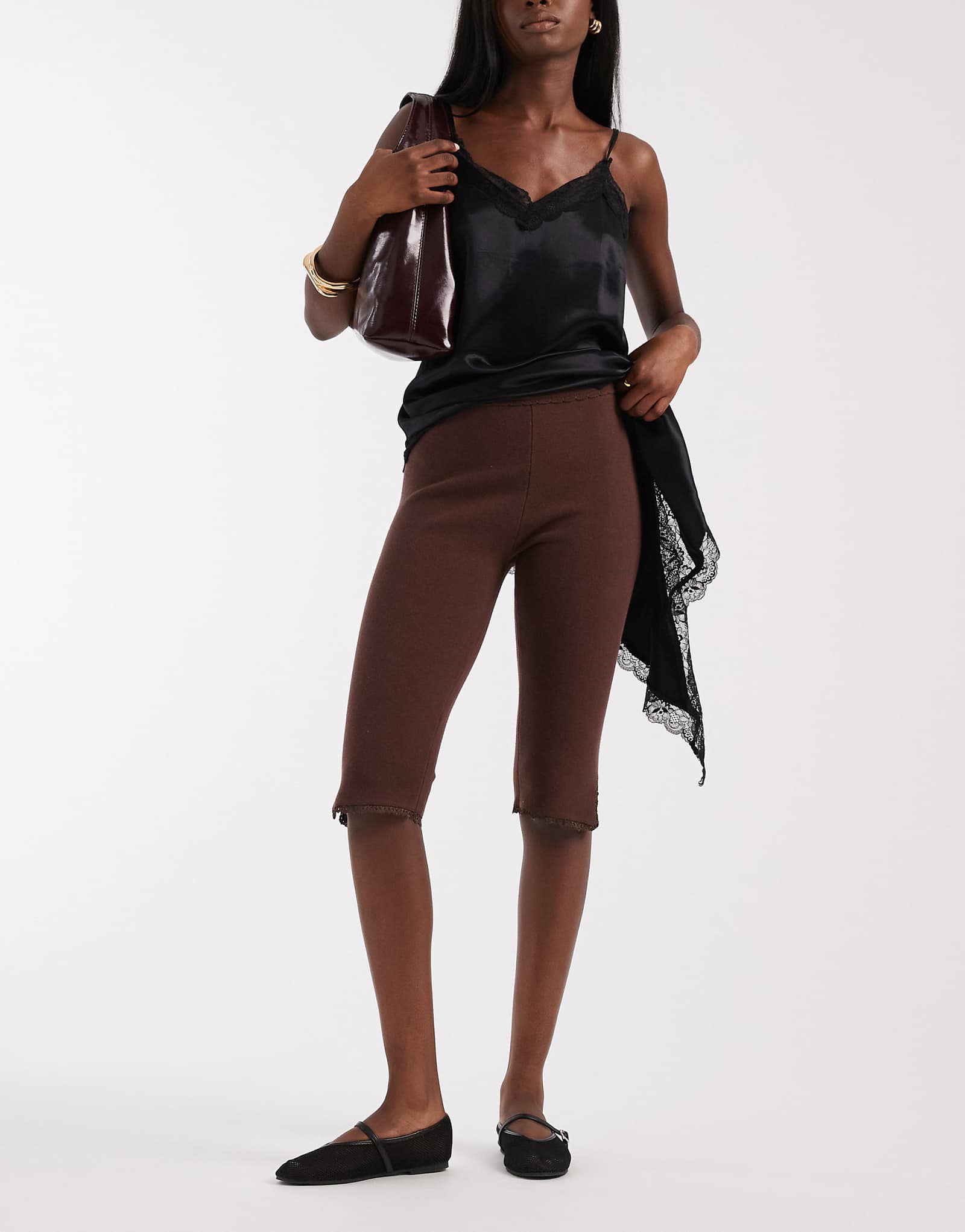 House of Sunny knit capri pants in brown brown 25090₽