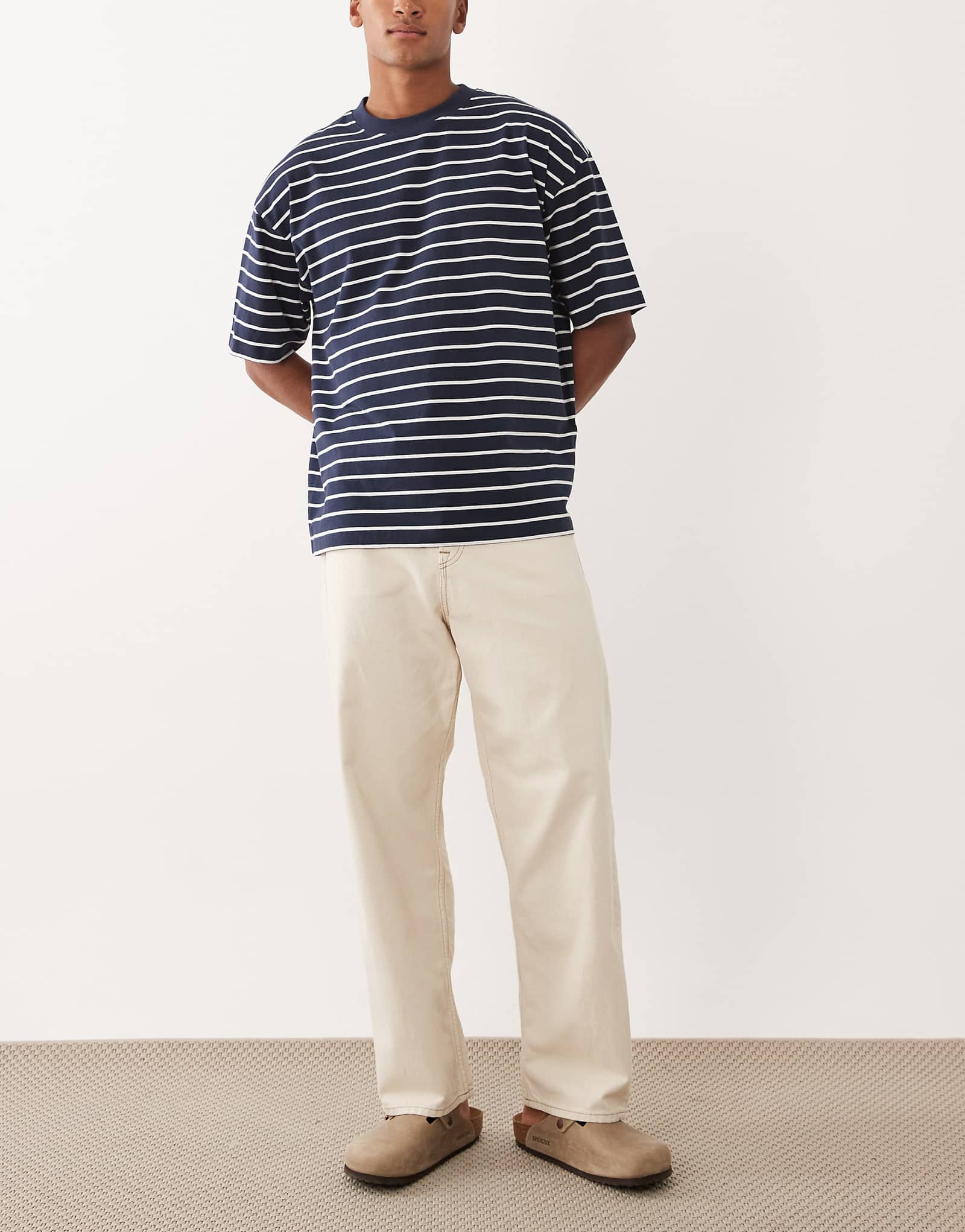 Jack -amp Jones Alex baggy jeans with seam details in ecru white ecru 10590₽