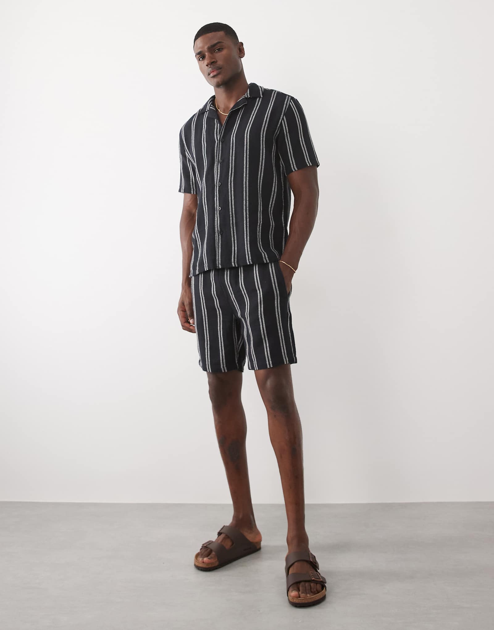 ONLY -amp SONS woven shorts in navy stripe - part of a set dark navy 9090₽