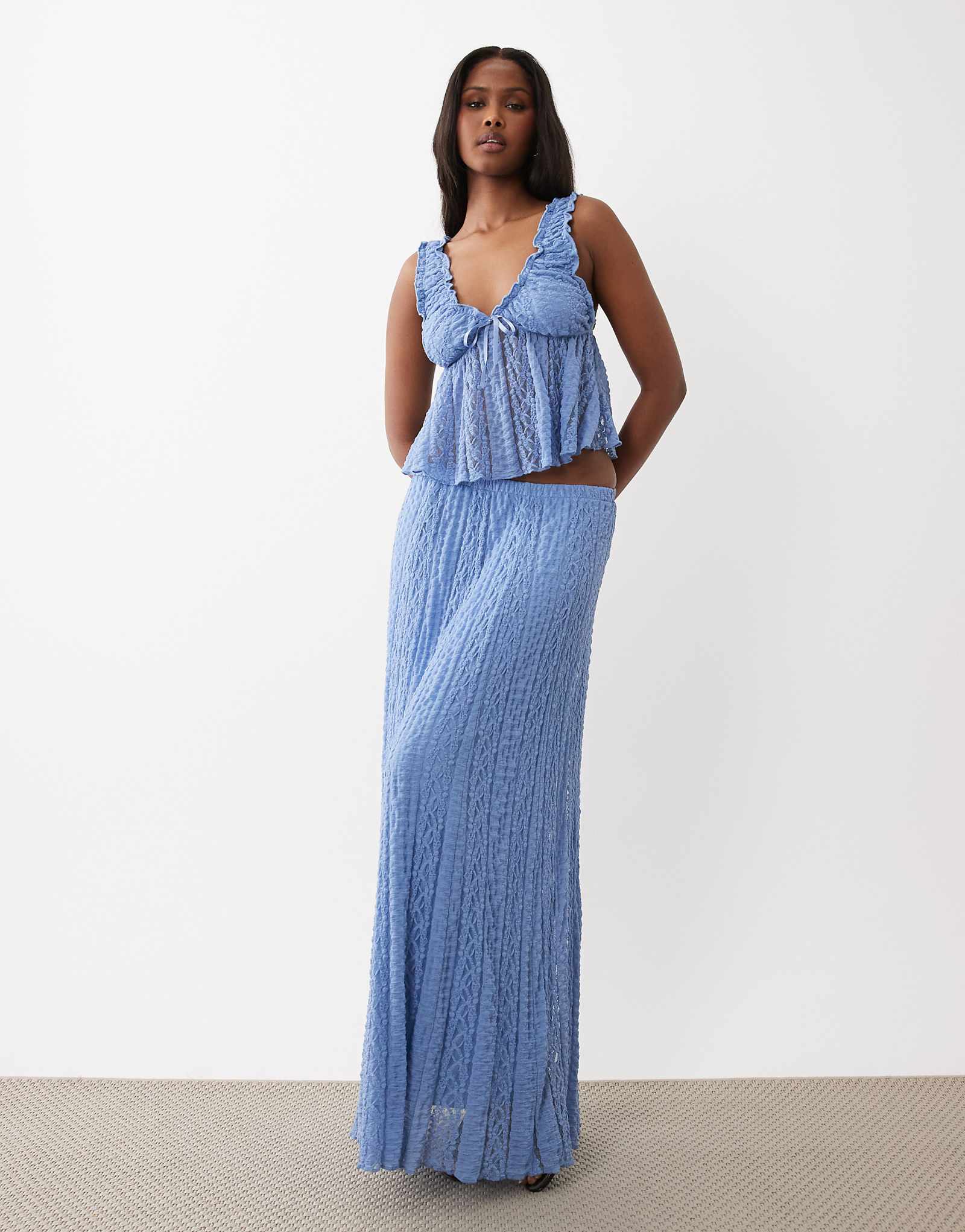 Gina Tricot lace maxi skirt in light blue - part of a set light blue 10090₽