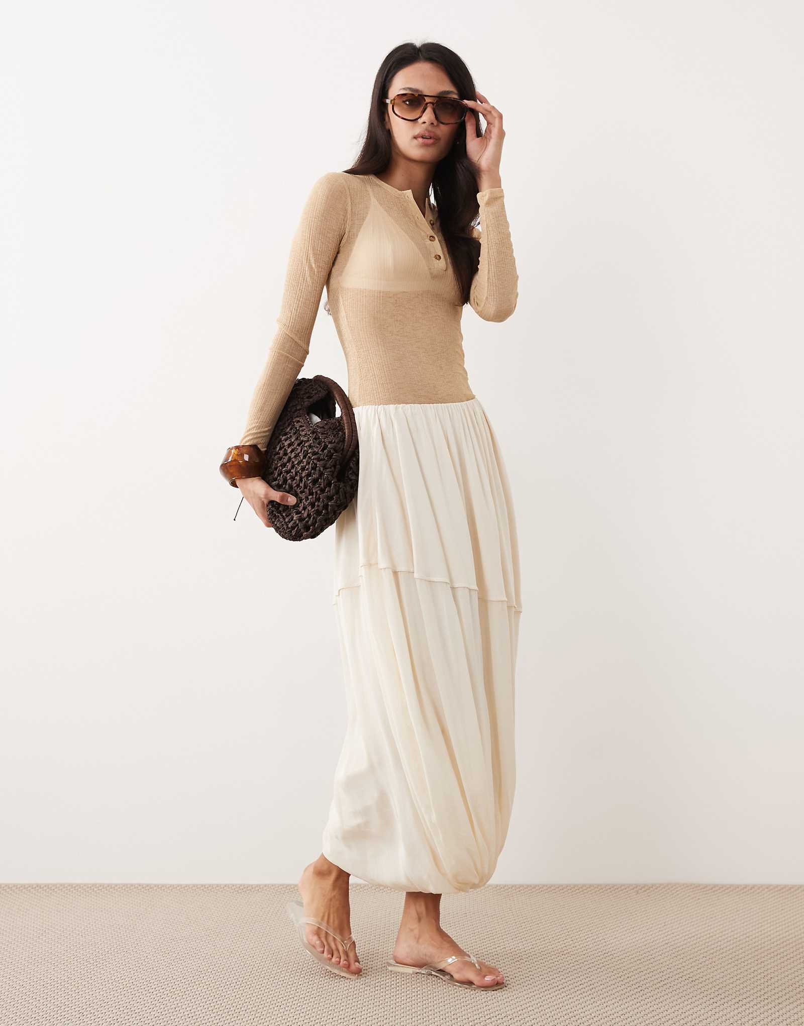 ARKET drapey fluid maxi skirt in off white off white 26690₽