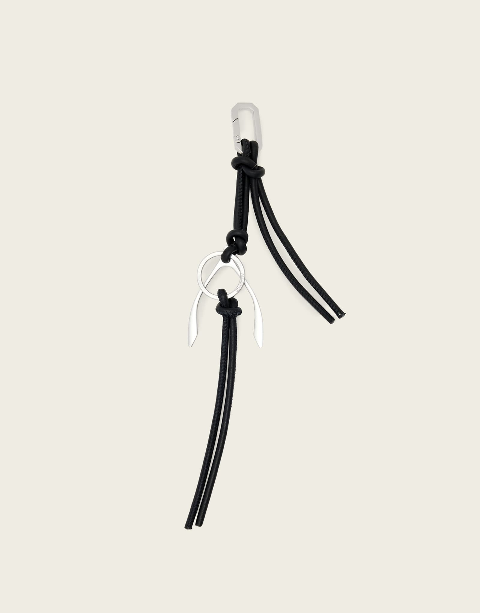 AllSaints wishbone leather keyring in blacksilver blacksilver 11790₽