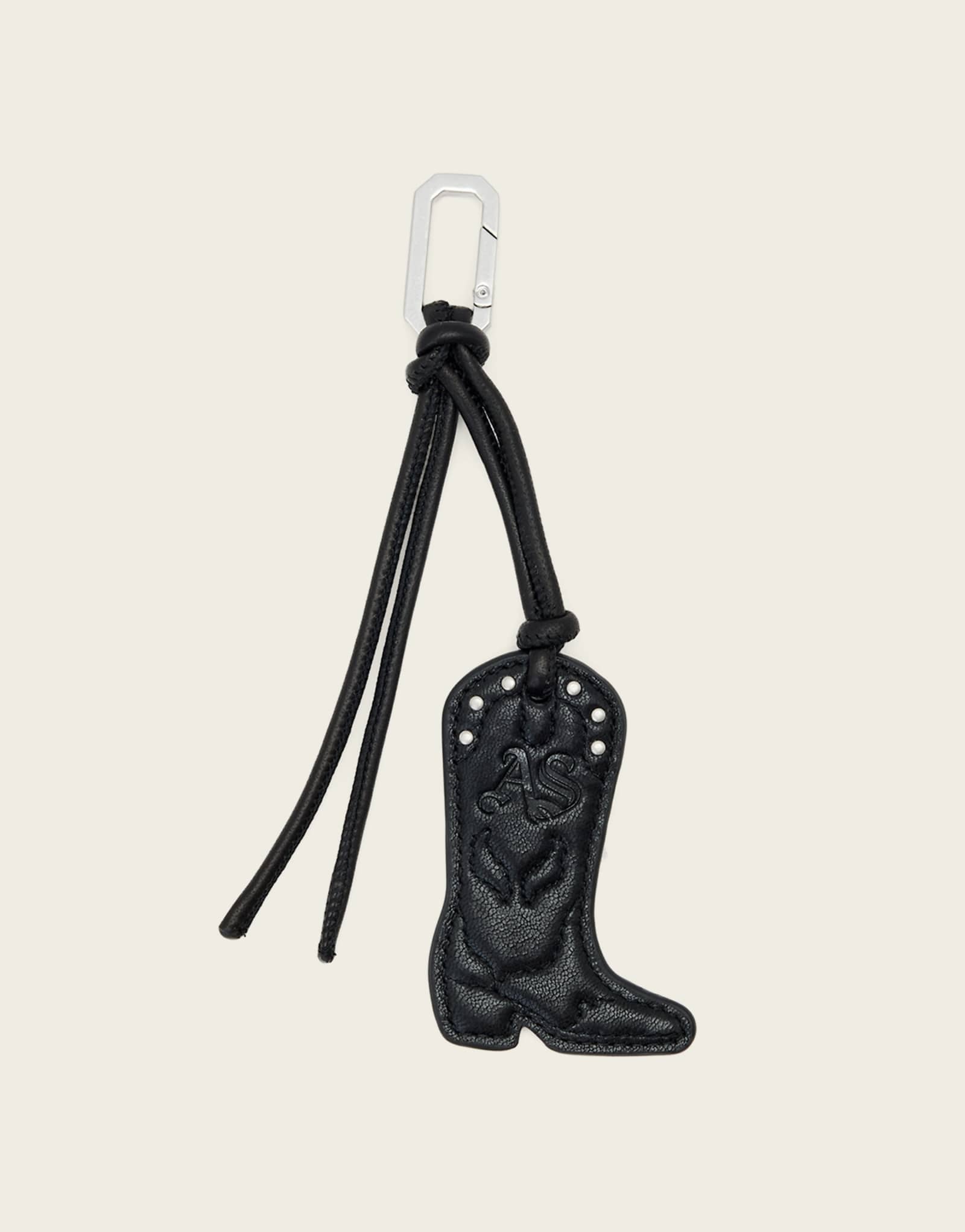 AllSaints cowboy western lambs leather keyring in blackgold black 11790₽