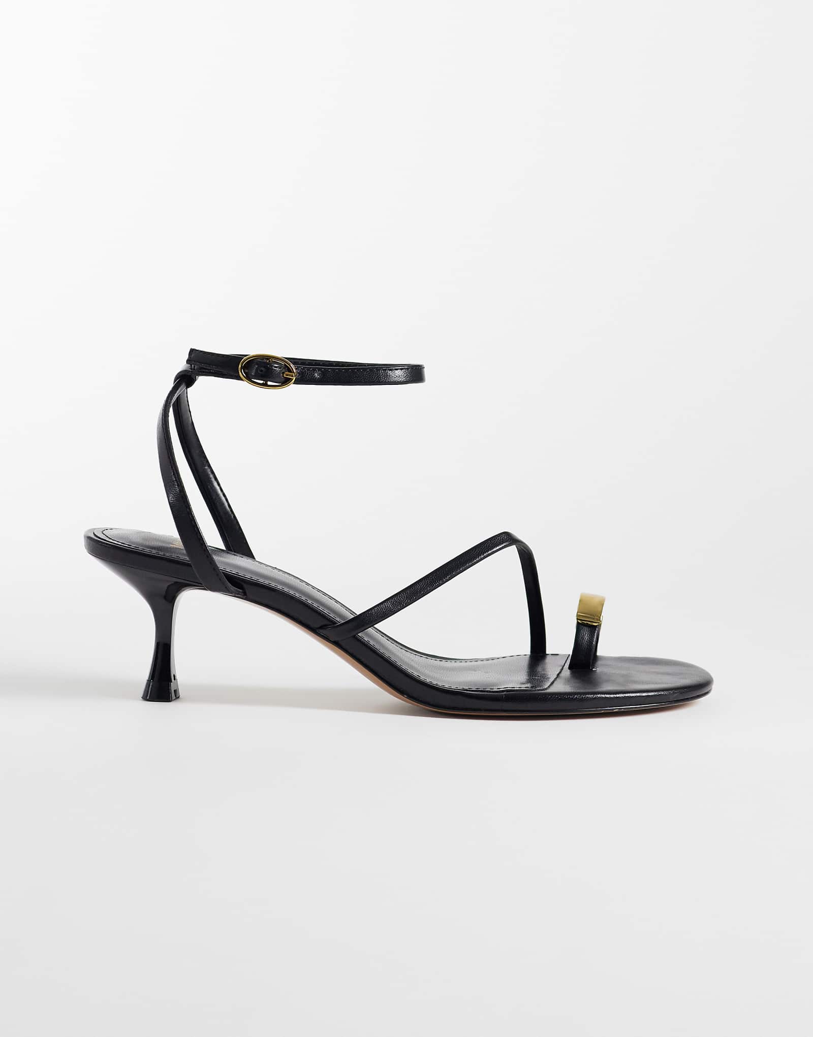 Mango faux leather strappy heeled sandals with hardware detailing in black black 17390₽