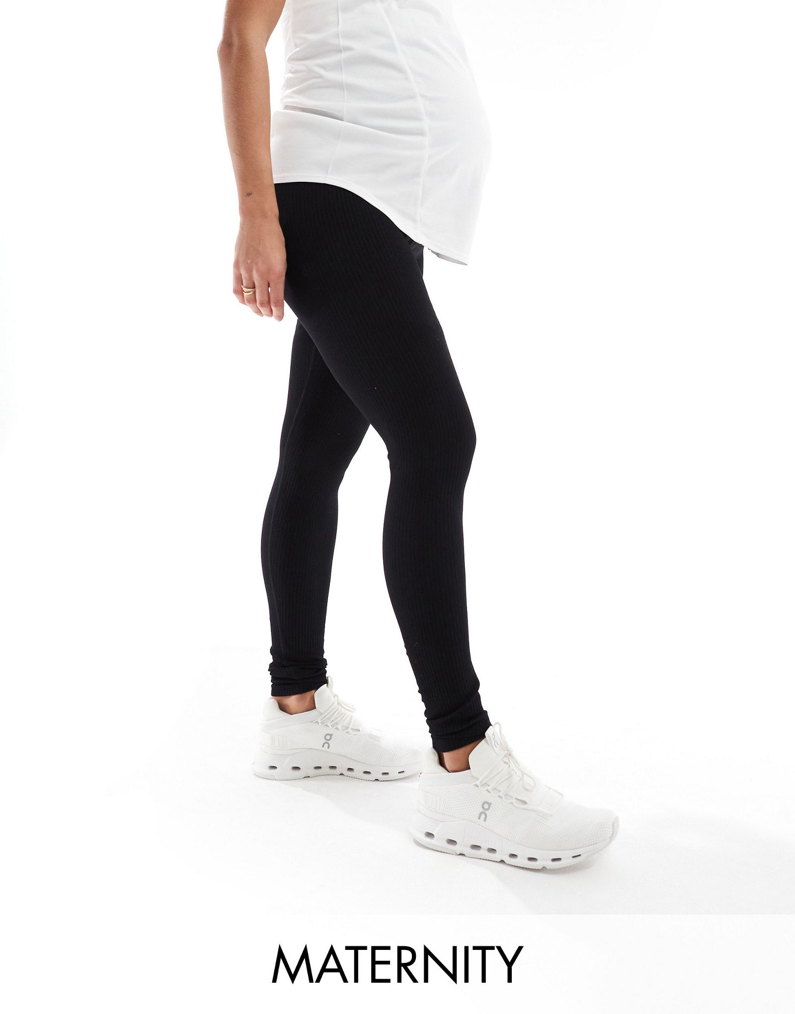 Черные бесшовные леггинсы в рубчик ASOS 4505 Maternity Icon 3890₽