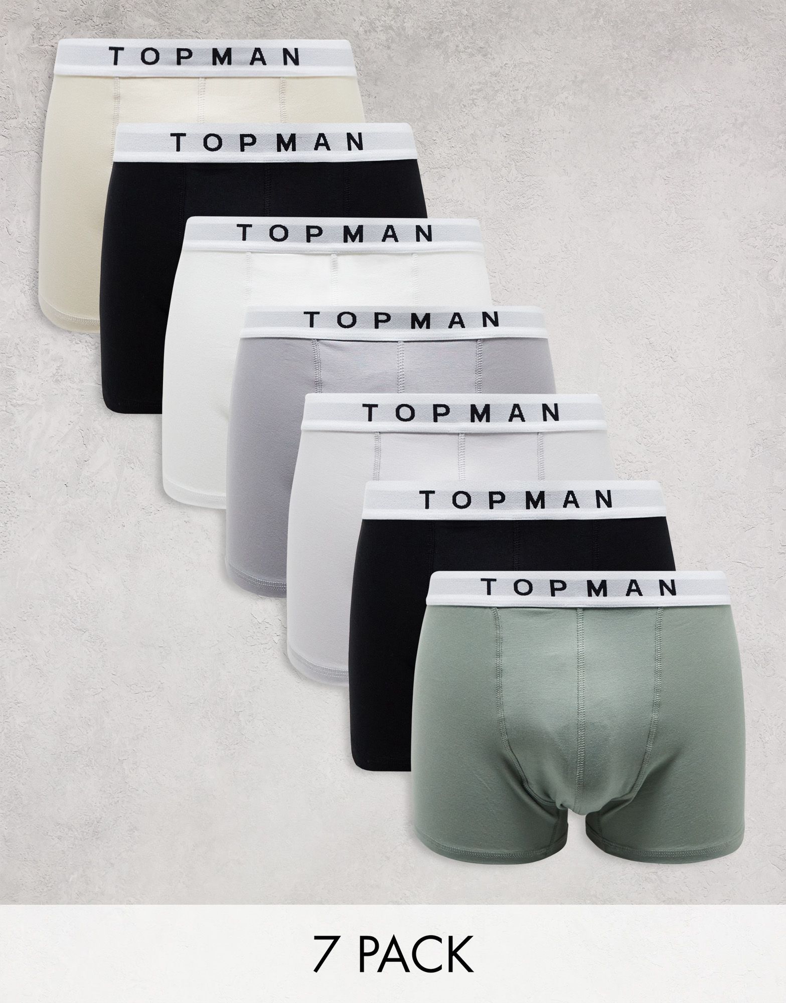 Набор из 7 плавок Topman черного белого серого светло-серого кремового темно-синего и зеленого цветов с белой резинкой 15390₽