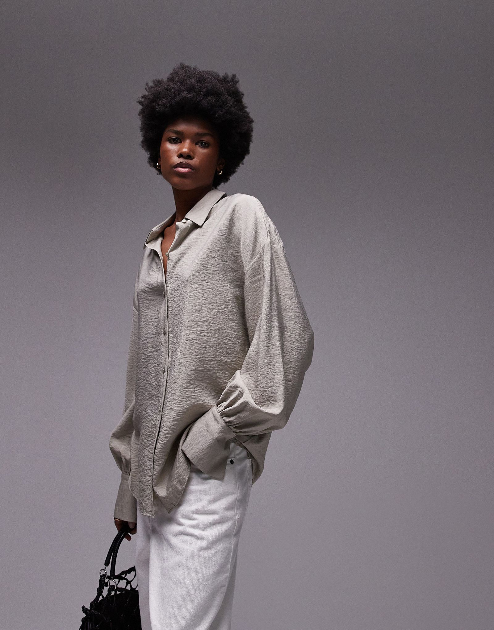 Текстурная рубашка со сборками и рукавами Topshop 5890₽