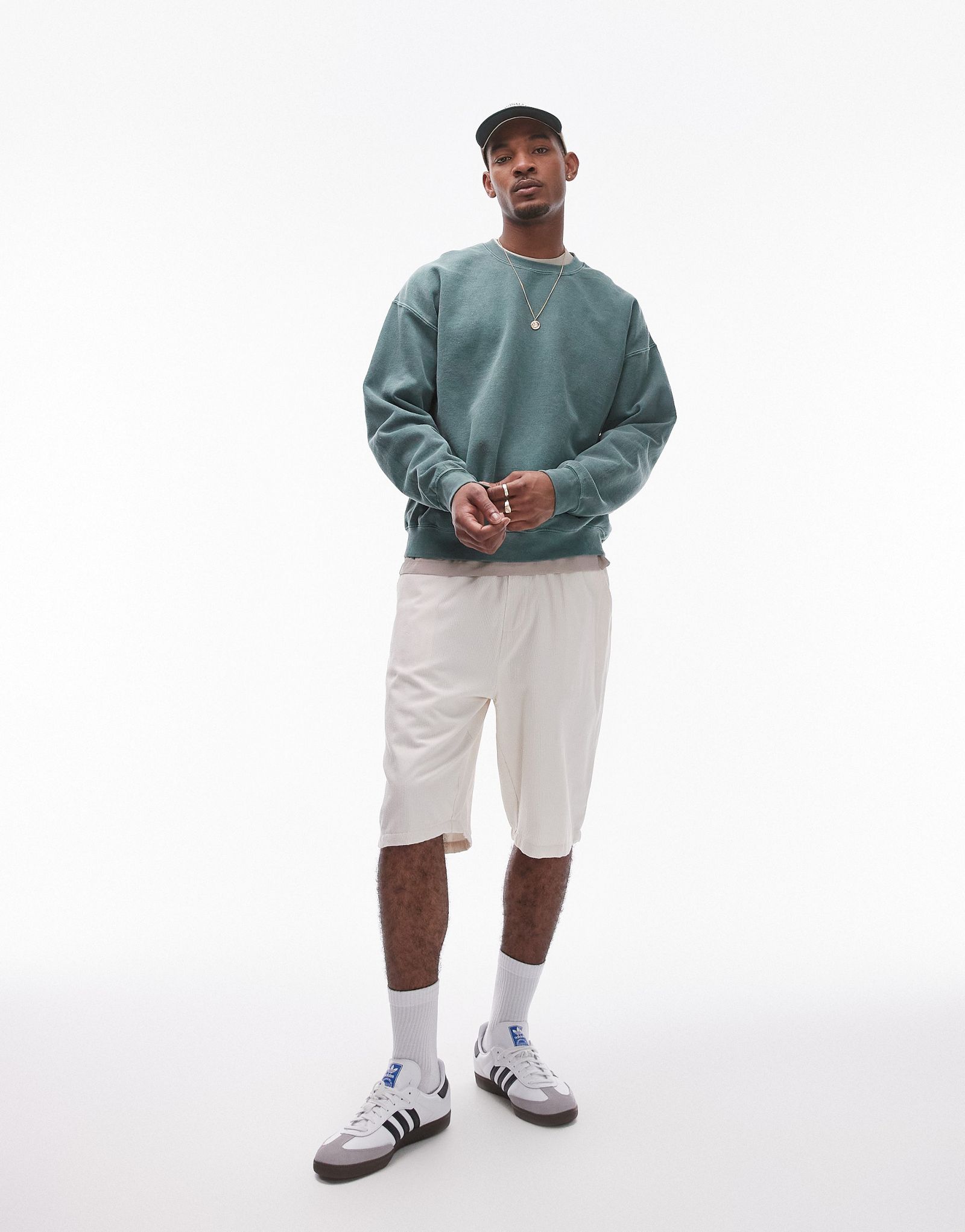 Темно-зеленый свитшот оверсайз Topman Vintage Wash 8690₽