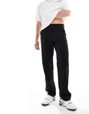 Черные прямые костюмные брюки ASOS DESIGN