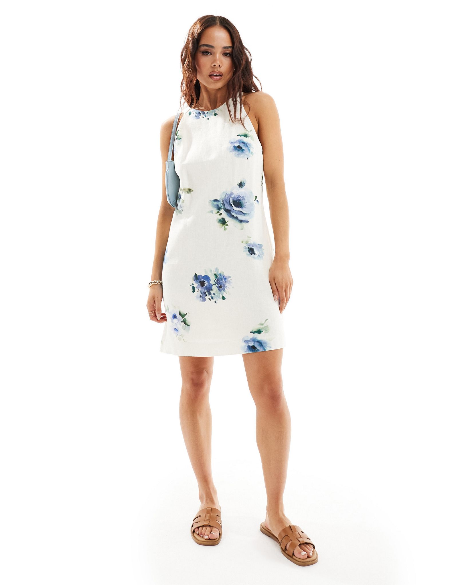 Льняное платье мини без рукавов с цветочным принтом - Other Stories