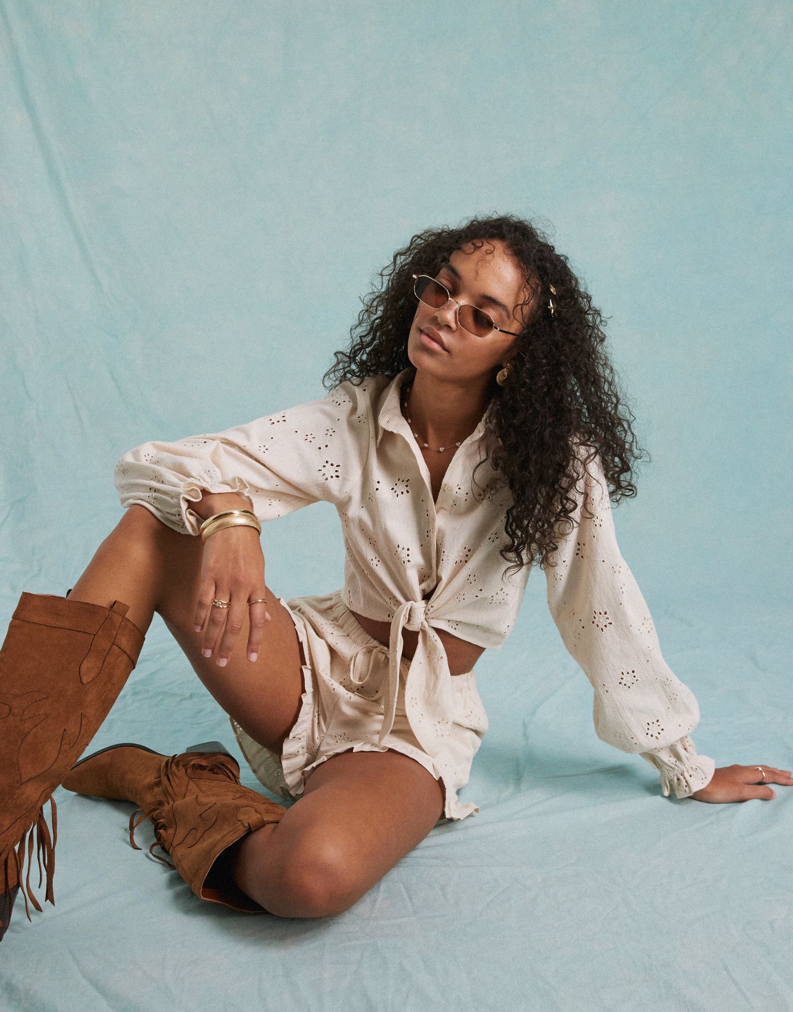 Кремовая рубашка с завязками спереди Miss Selfridge 5590₽