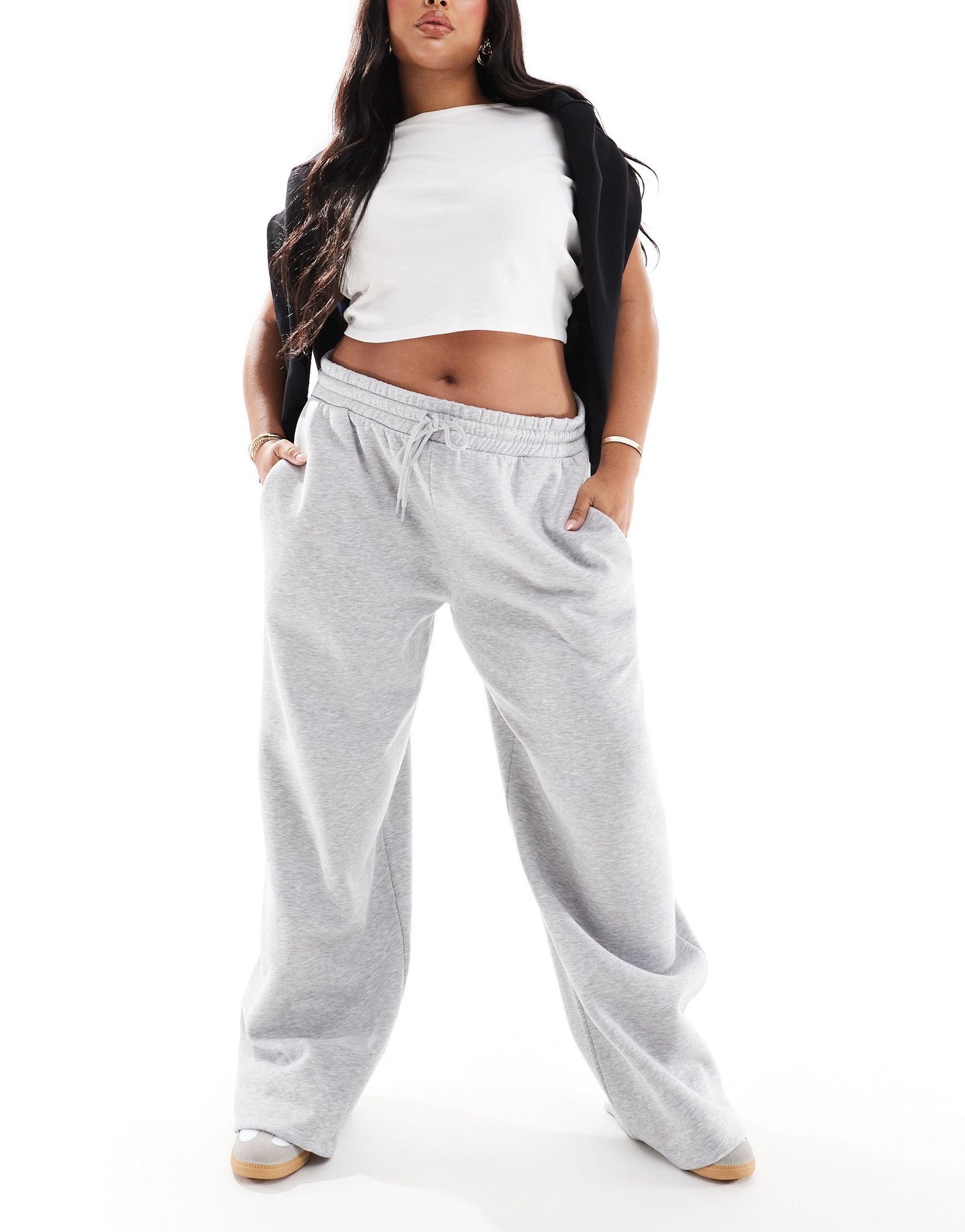 Спортивные брюки-коконы ASOS DESIGN Curve с широкими штанинами из серого вереска