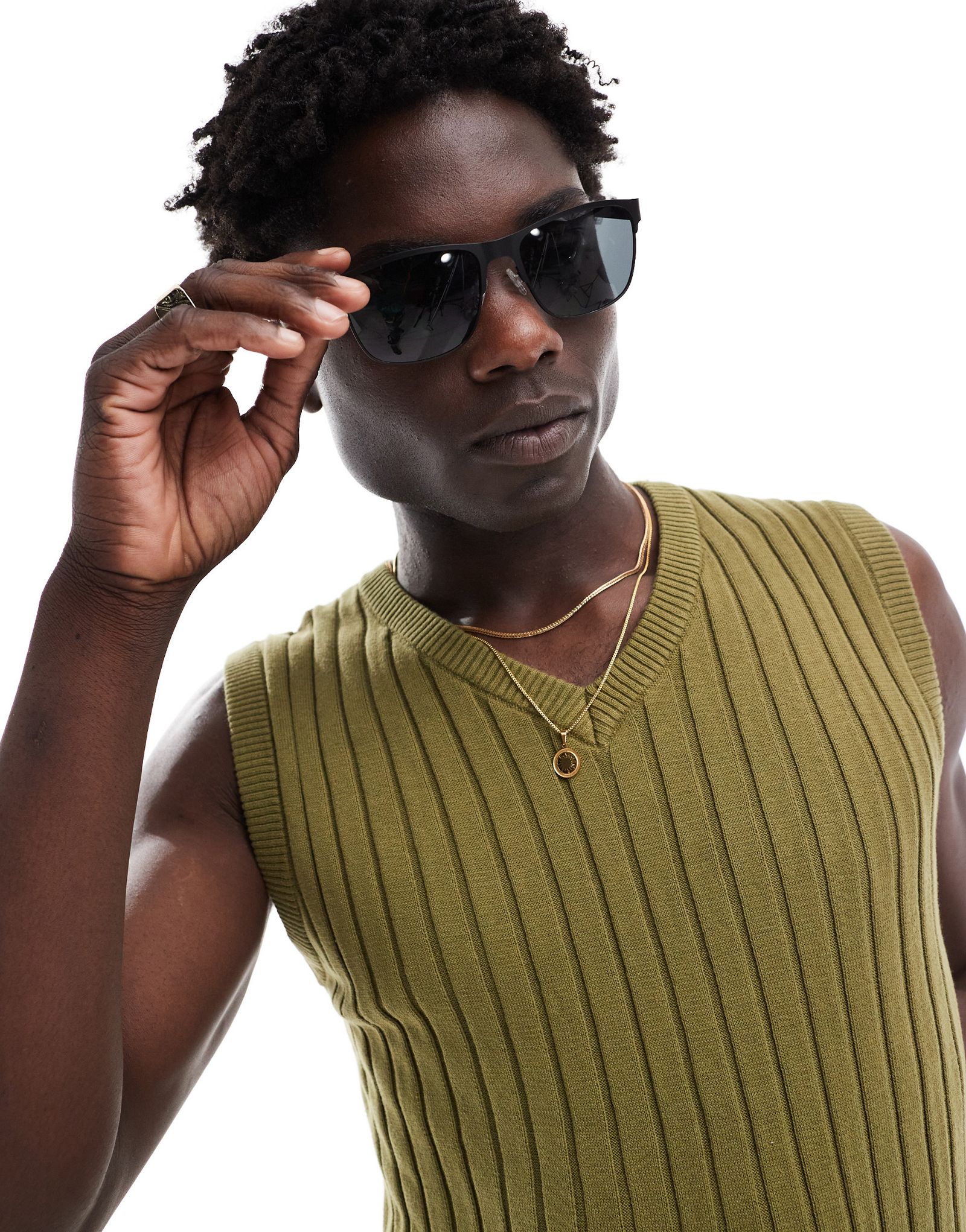 ДИЗАЙНЕРСКИЕ квадратные солнцезащитные очки ASOS в матовой черной оправе