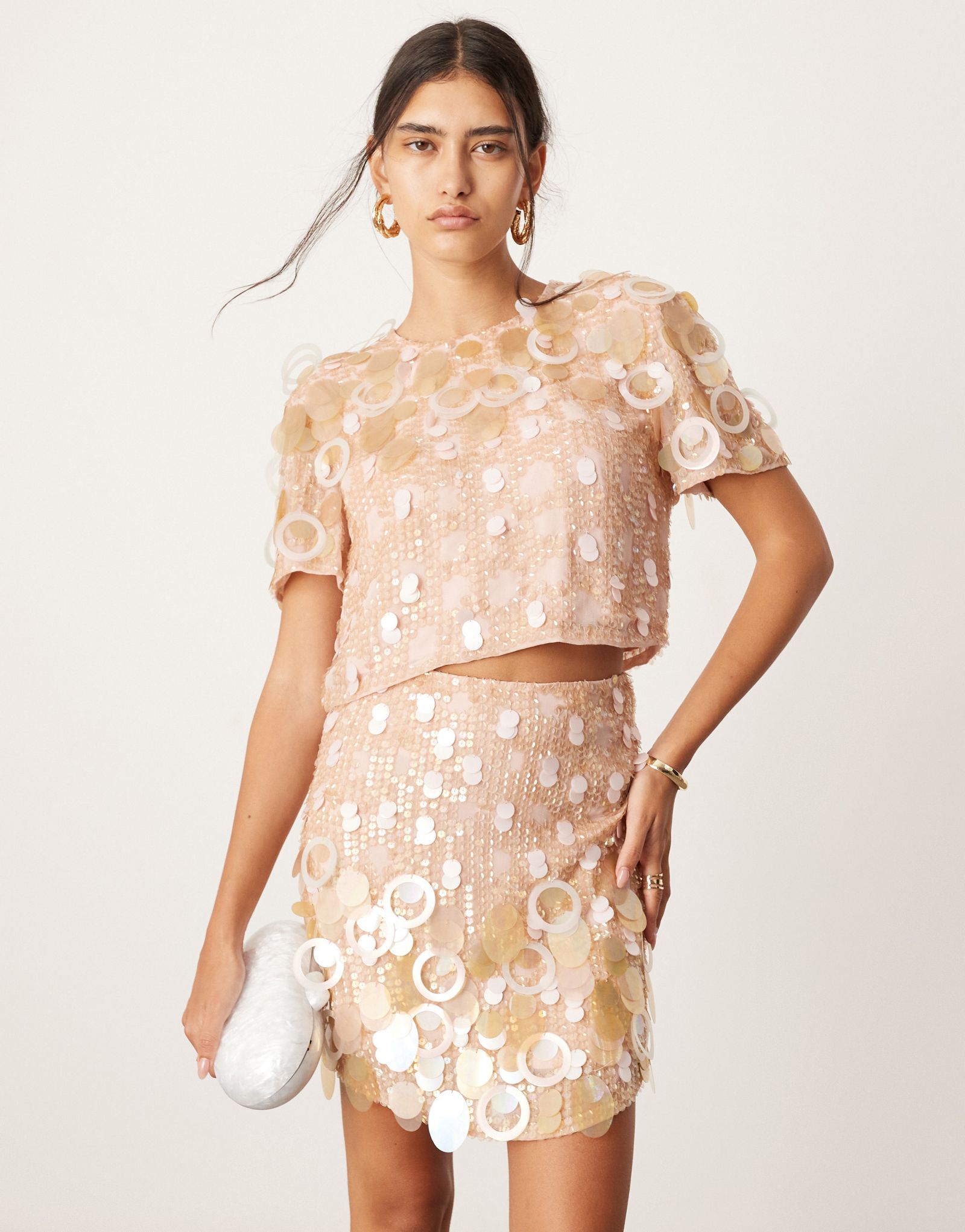 Розовая футболка с изображением диска ASOS EDITION в квадратной форме - часть комплекта 7890₽