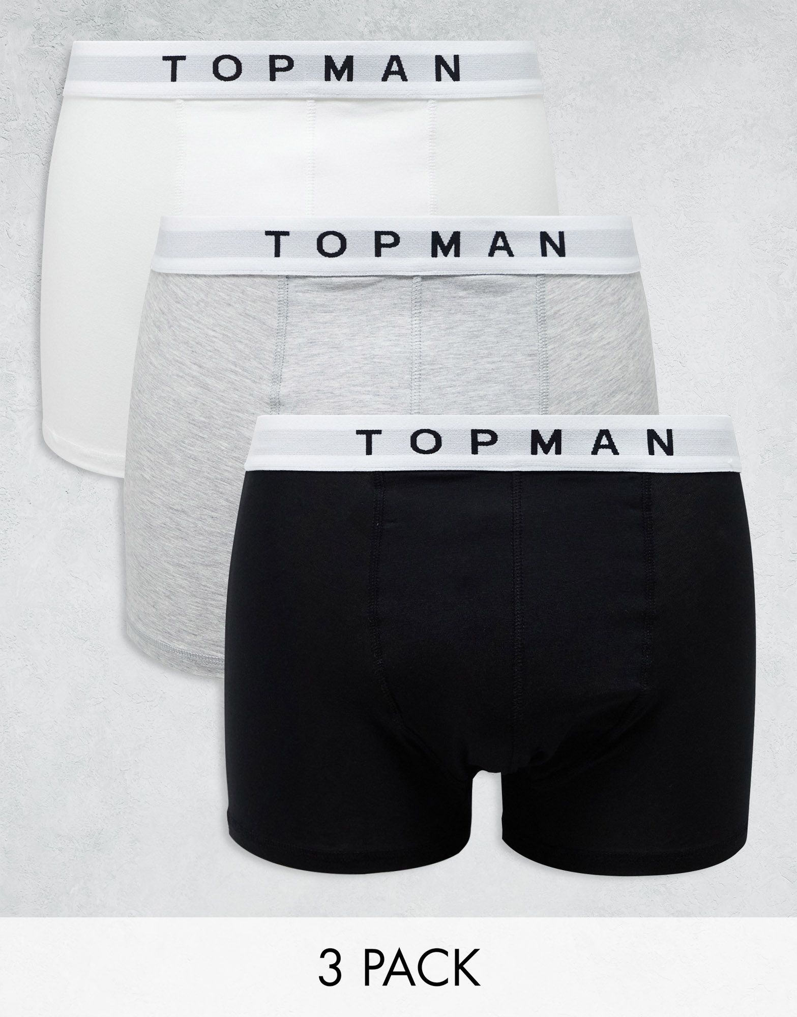 Плавки Topman 3 pack черного белого и вересково-серого цветов с белыми поясами 7090₽