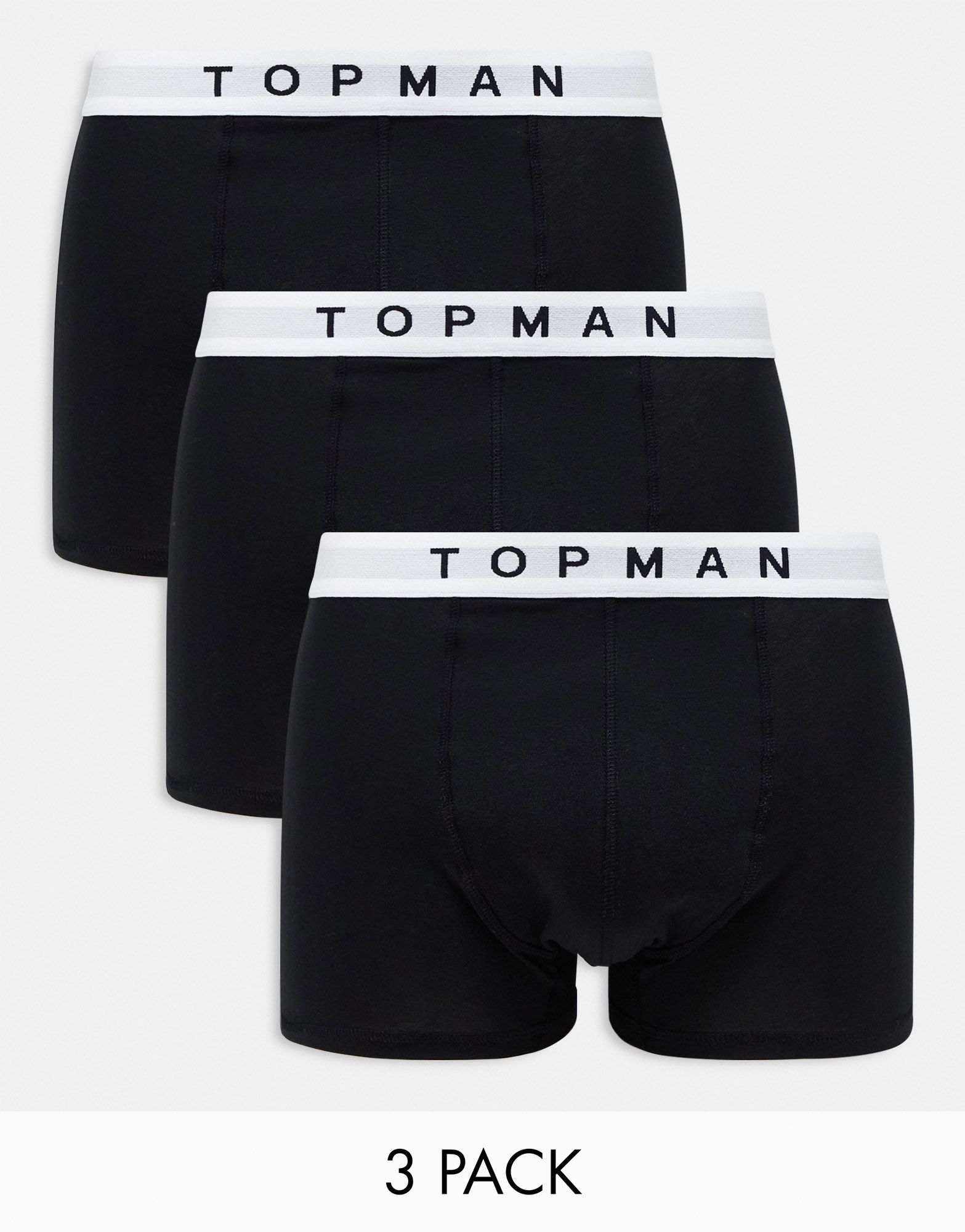 Трусы-боксеры Topman из 3-х упаковок черного цвета с белыми поясами 6890₽