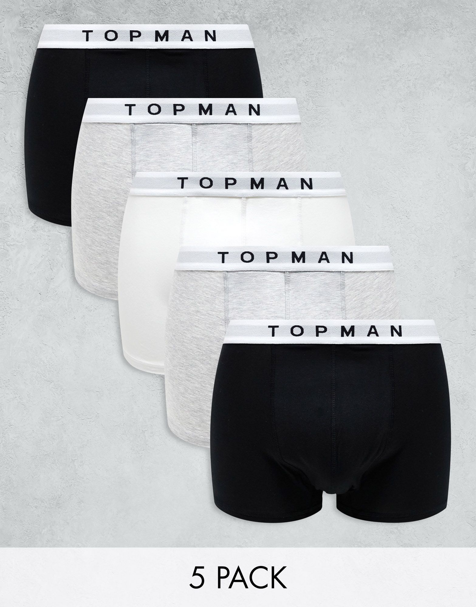 Комплект из 5 плавок Topman черного серого вереска и белого цветов с белой резинкой 10490₽