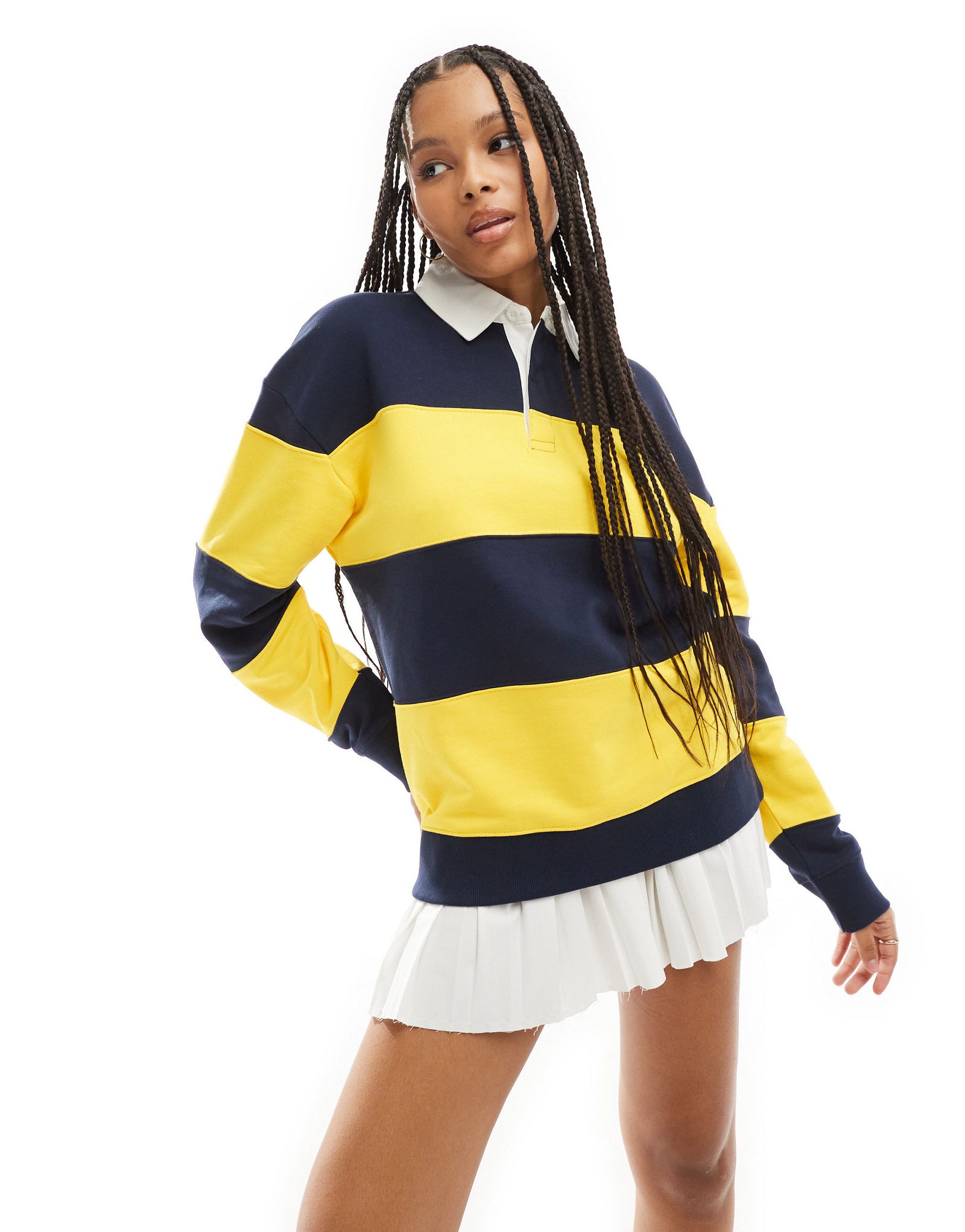 Рубашка-поло Mango пастельно-желтого и темно-синего цветов 8490₽