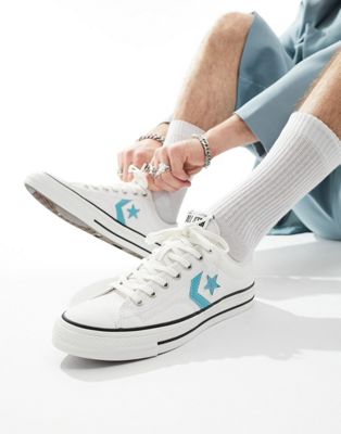 Кеды Converse Star Player 76 с синими деталями в белом цвете