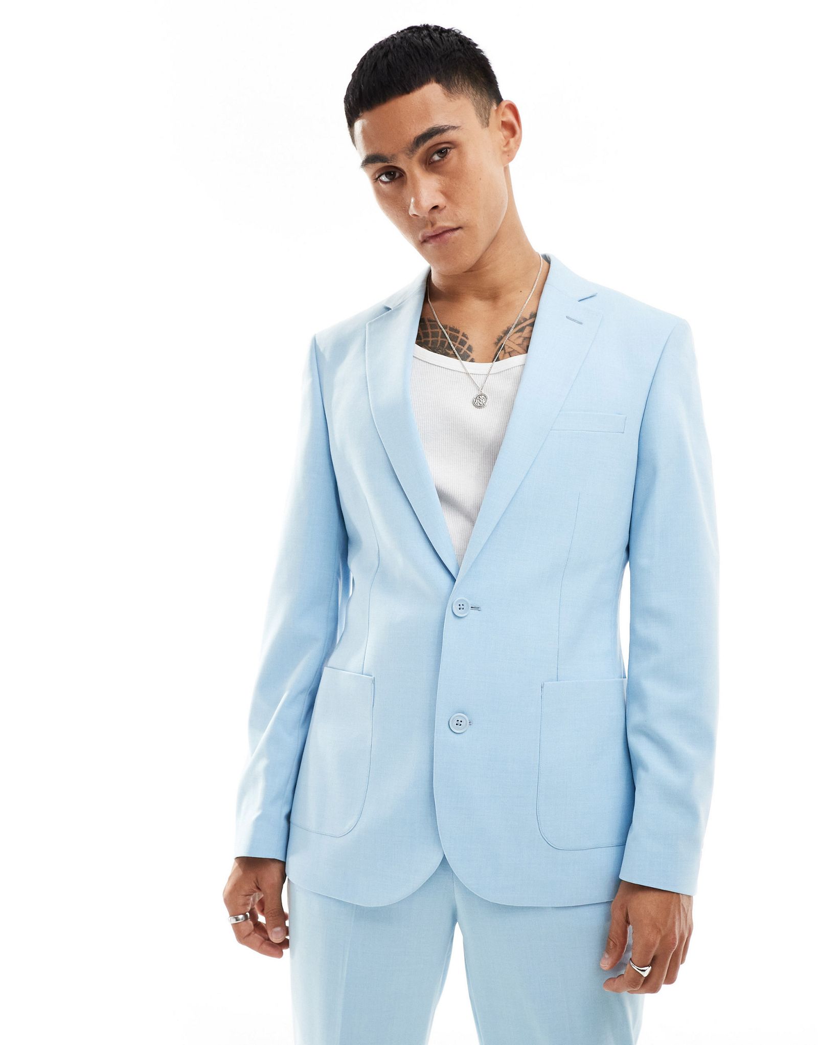 ДИЗАЙНЕРСКИЙ пиджак-скинни от ASOS василькового цвета 9890₽