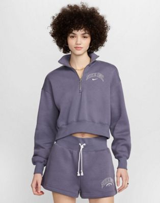 Nike phoenix из укороченного флиса на молнии серого цвета