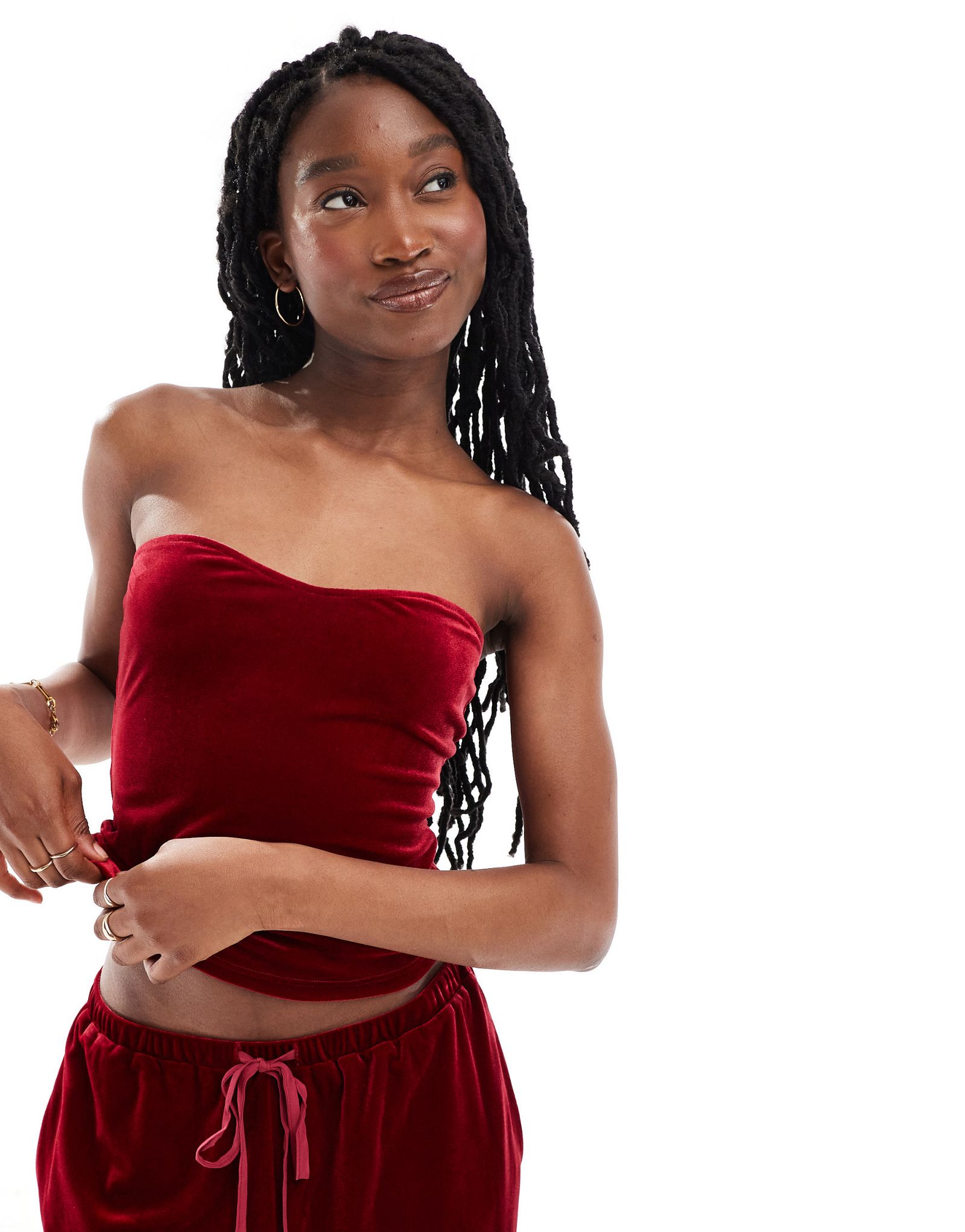 Велюровый топ-бандо Lioness бордового цвета - часть комплекта 3690₽