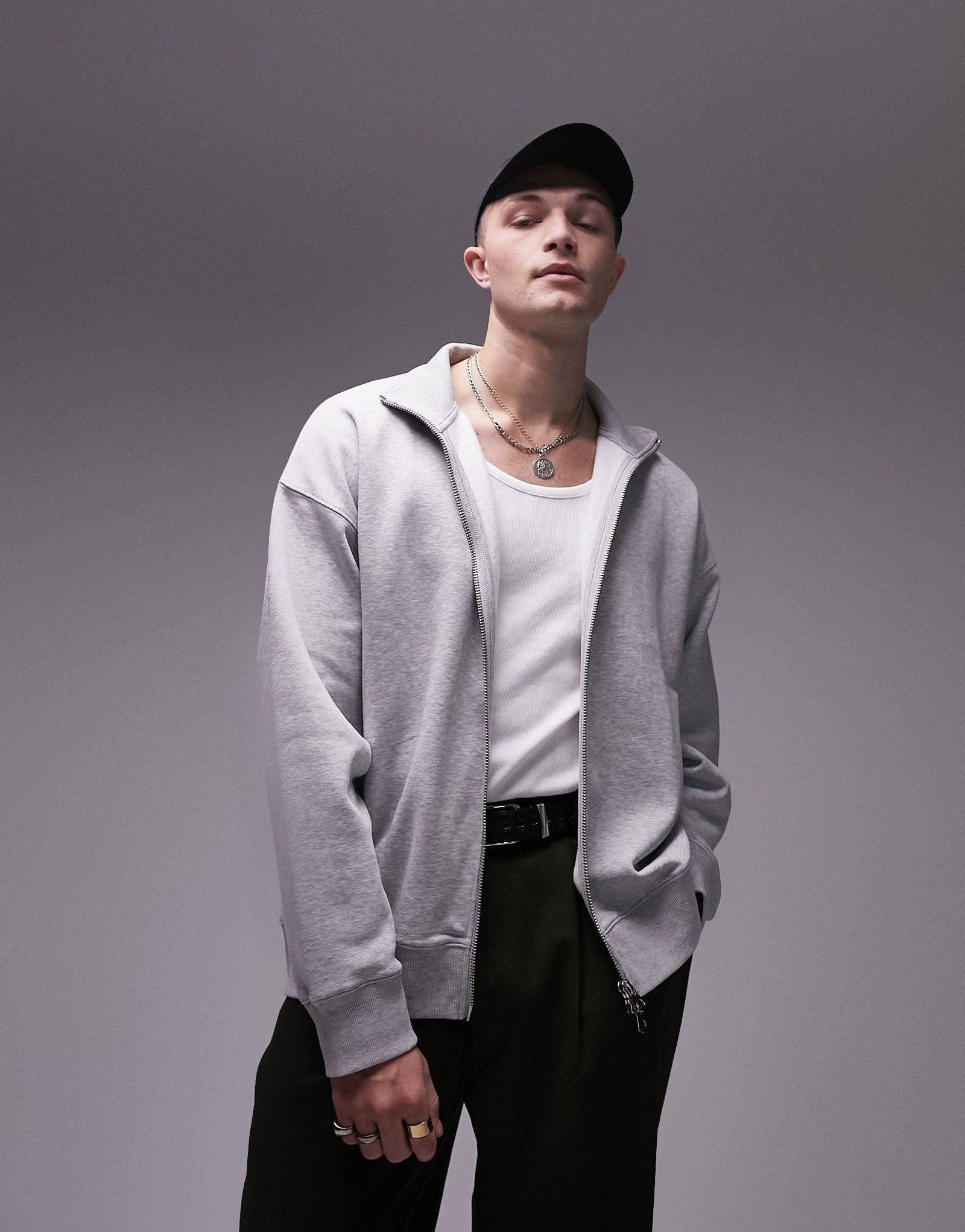 Толстовка из серого вереска на молнии Topman 5690₽