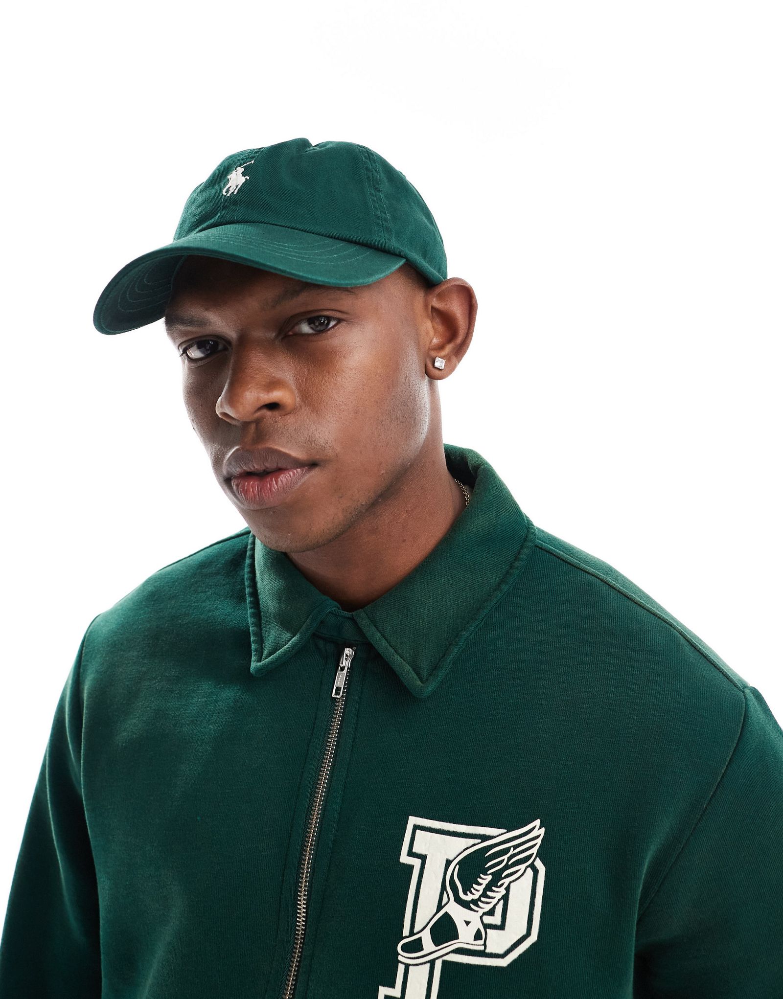 Бейсболка из саржи с логотипом Polo Ralph Lauren Icon темно-зеленого цвета 9590₽