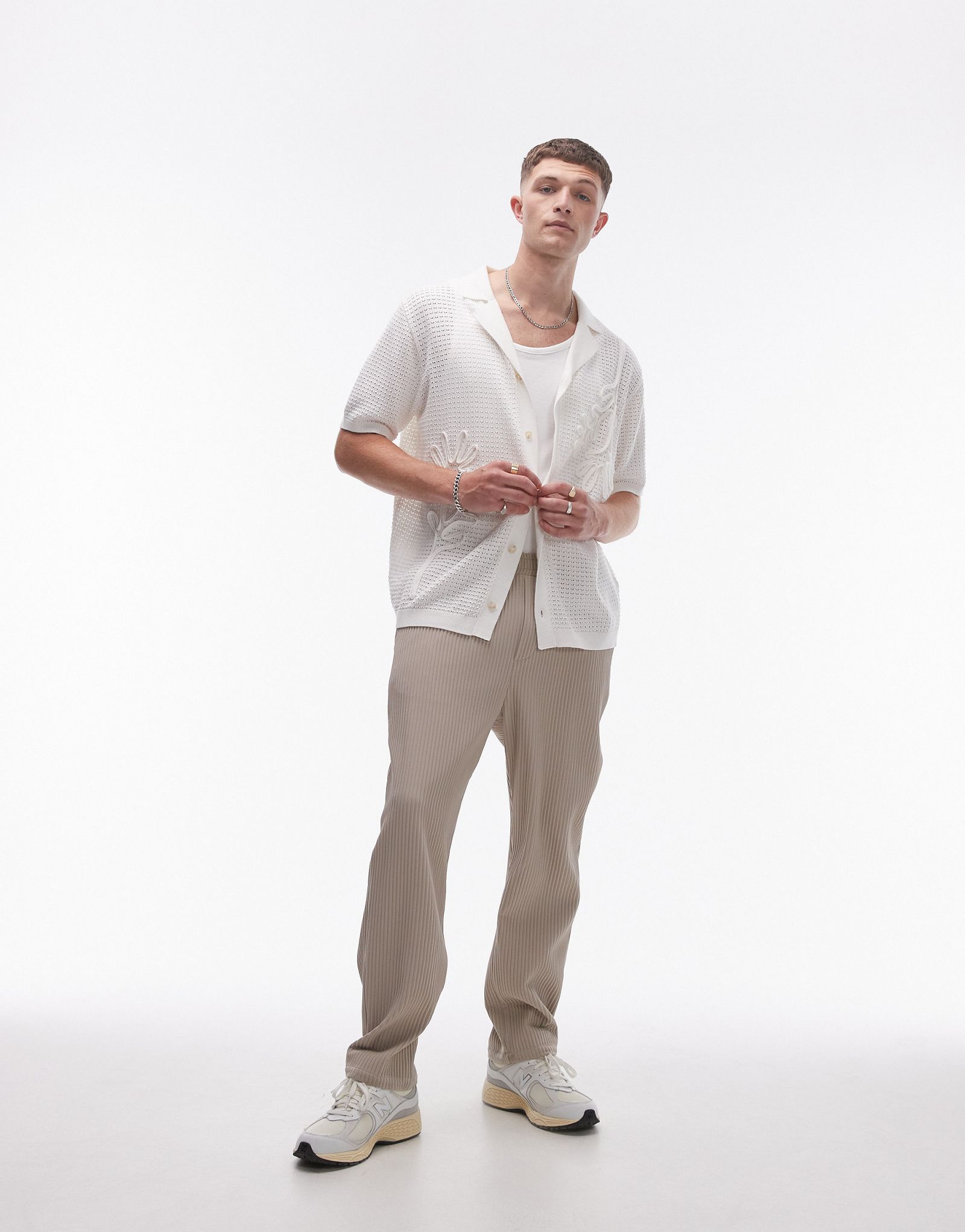 Зауженные брюки Topman из плиссе кремового цвета - часть комплекта 9990₽