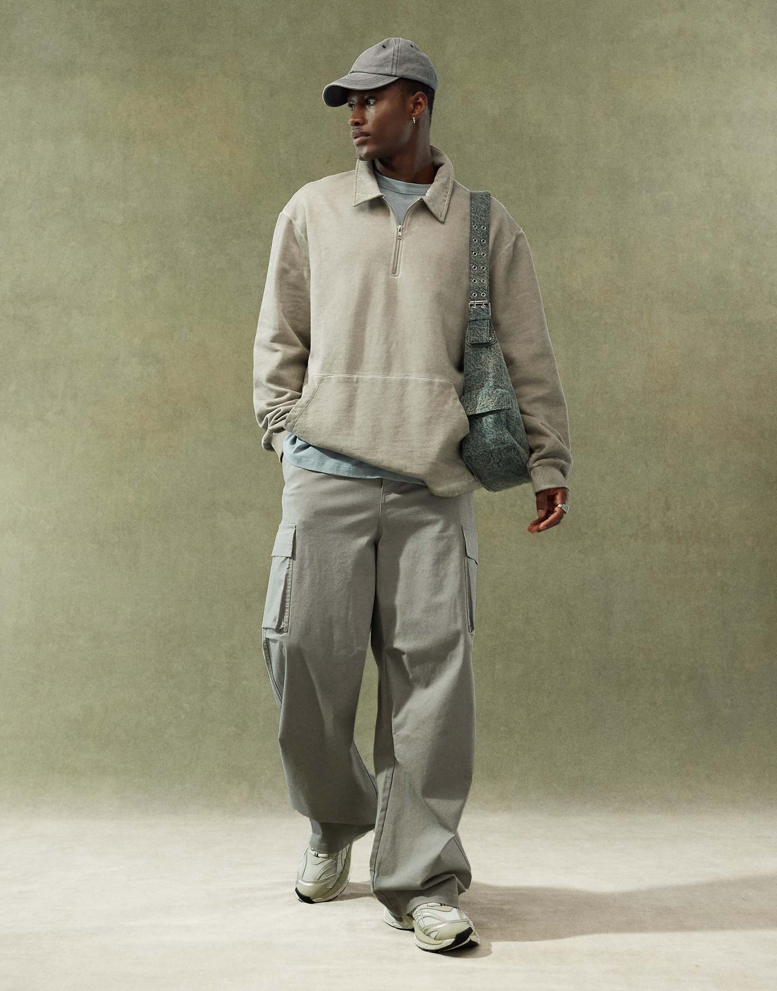 ДИЗАЙНЕРСКАЯ толстовка ASOS для регби оверсайз с застежкой-молнией стираного серого цвета 5890₽