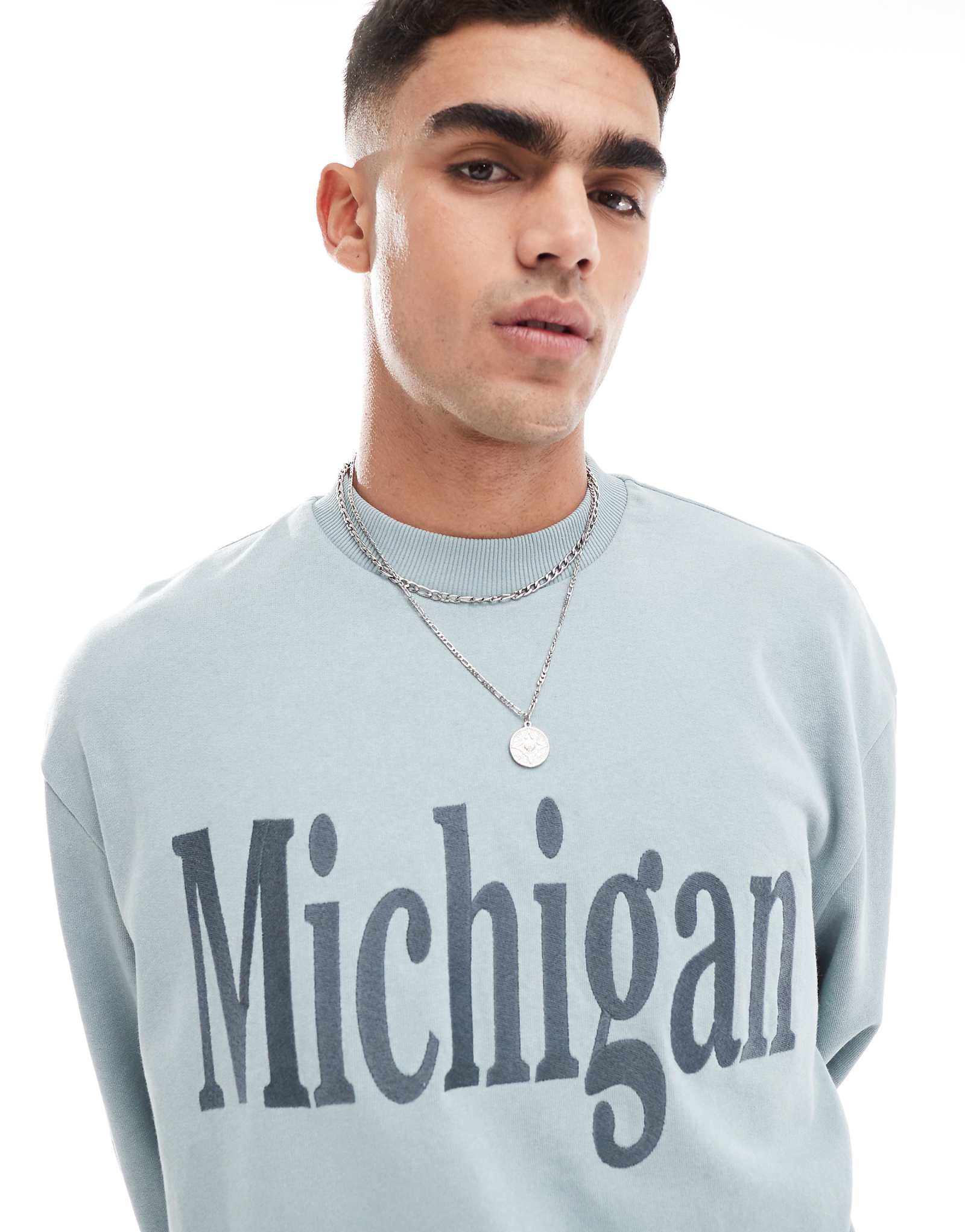 ДИЗАЙНЕРСКАЯ толстовка оверсайз ASOS DESIGN с текстовым принтом стираного синего цвета 5290₽