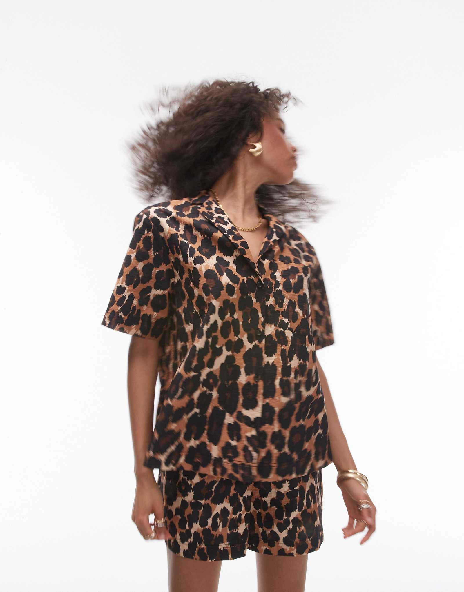 Рубашка с леопардовым воротником Topshop camp состоящая из нескольких частей комплекта 6690₽