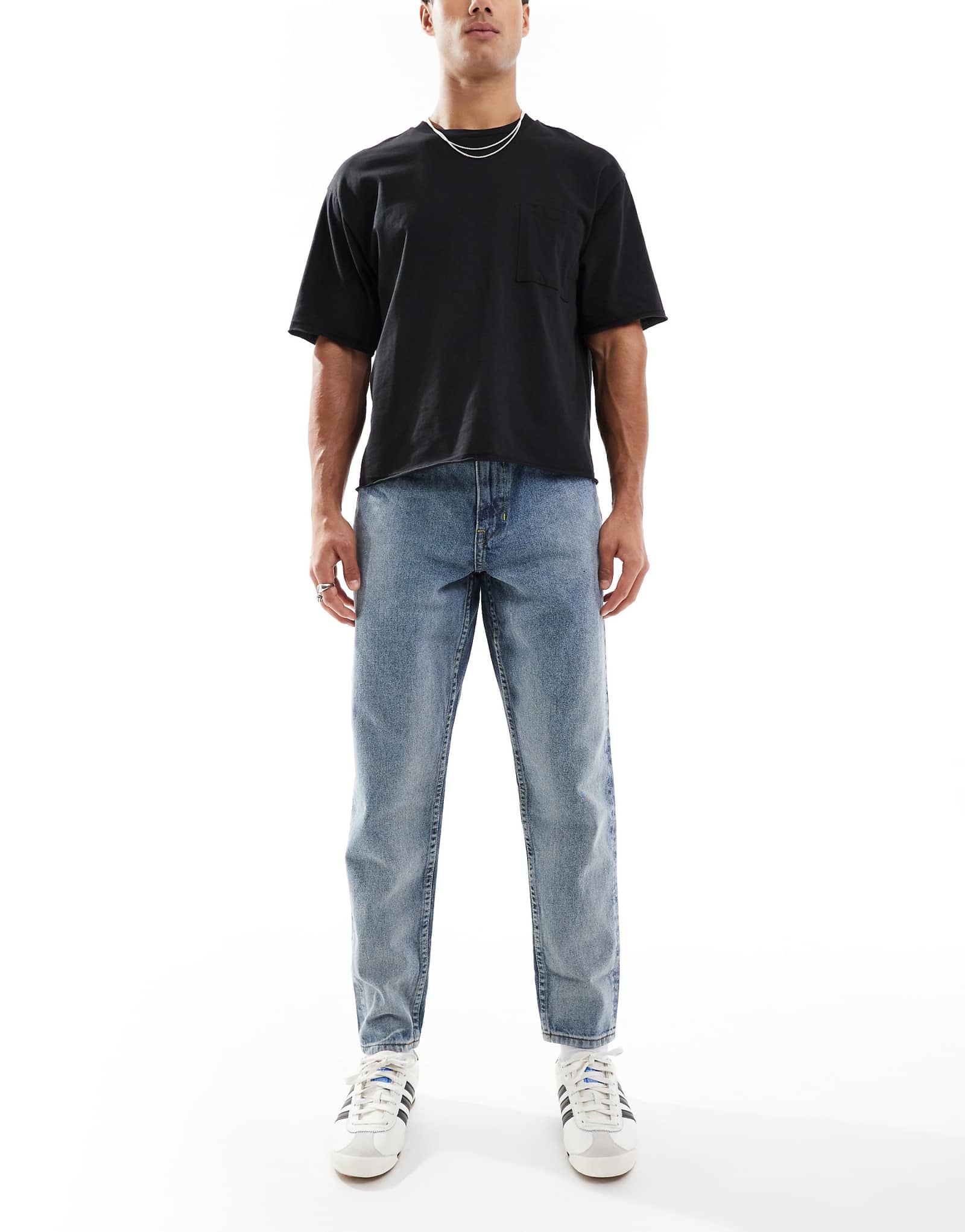 Классические жесткие джинсы ASOS DESIGN с винтажным оттенком темно-синего 5090₽