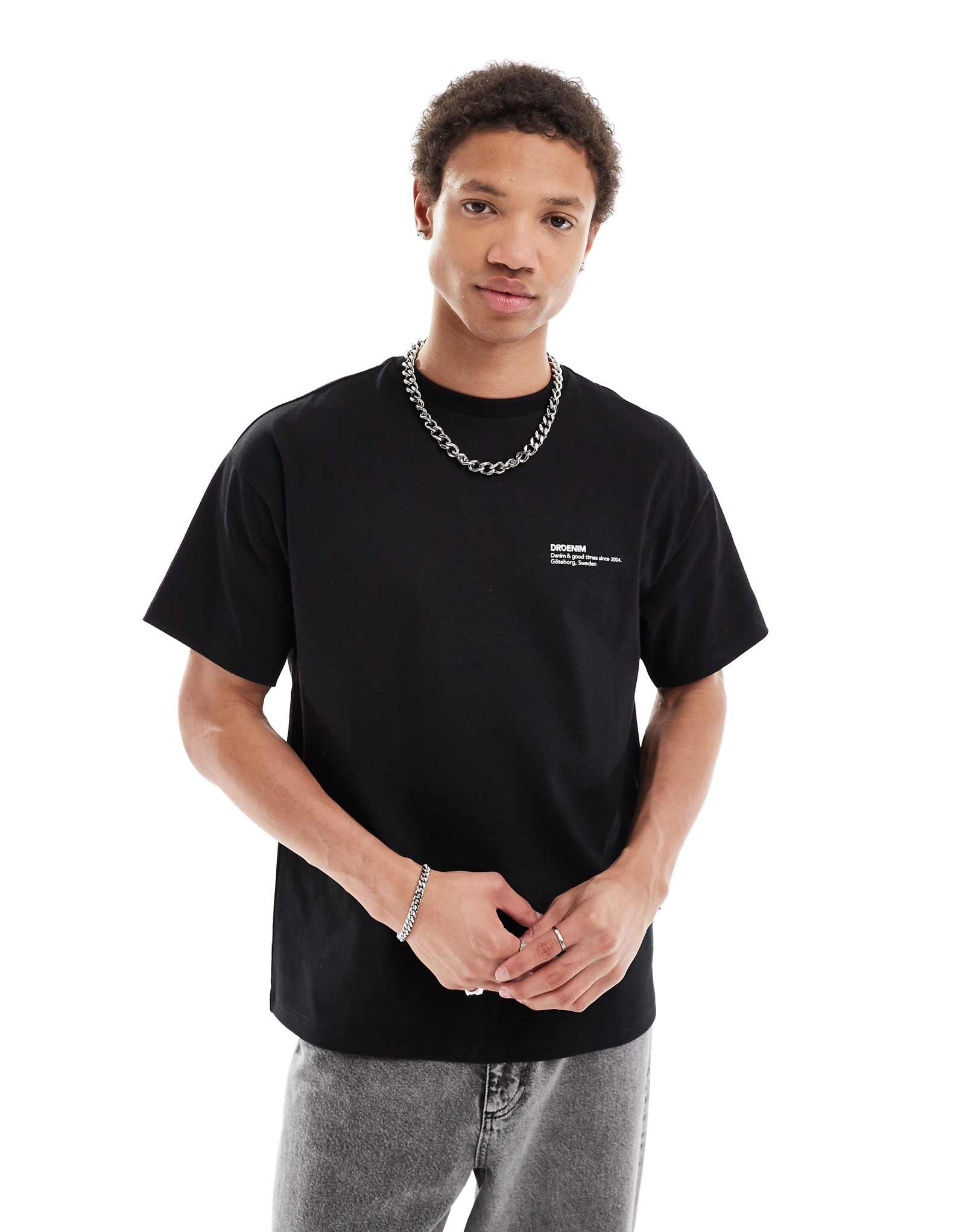 Футболка свободного покроя Dr Denim Trooper черного цвета 3690₽