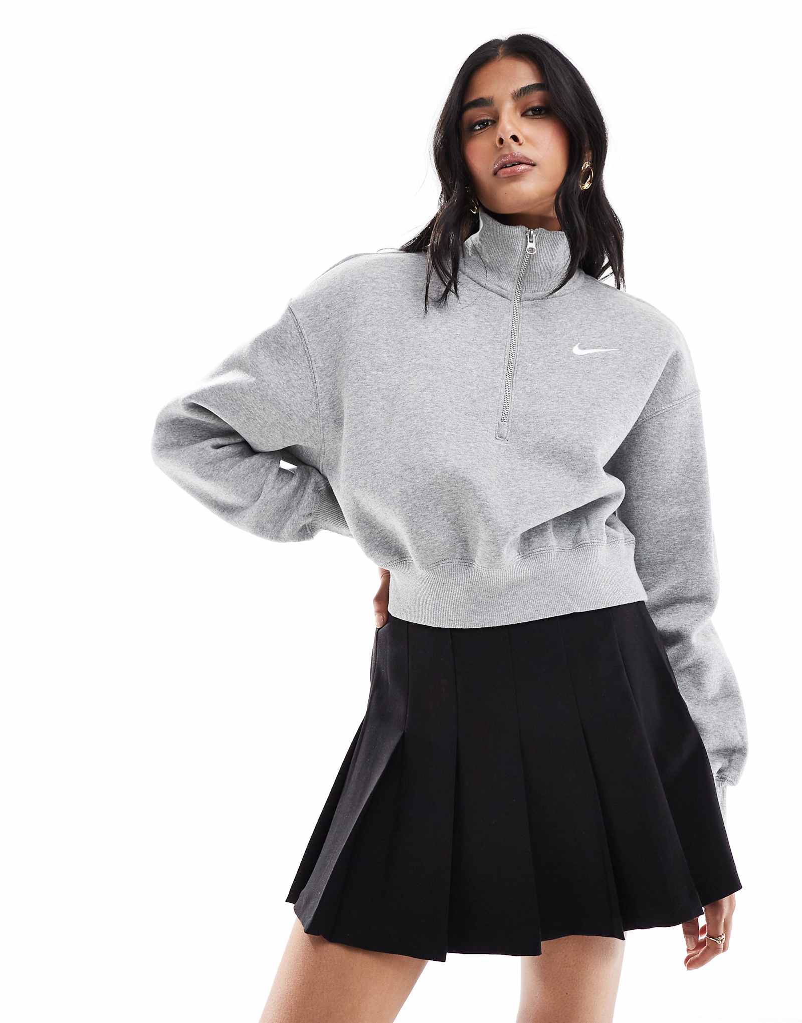 Флисовая толстовка Nike Phoenix на молнии серого цвета 15290₽