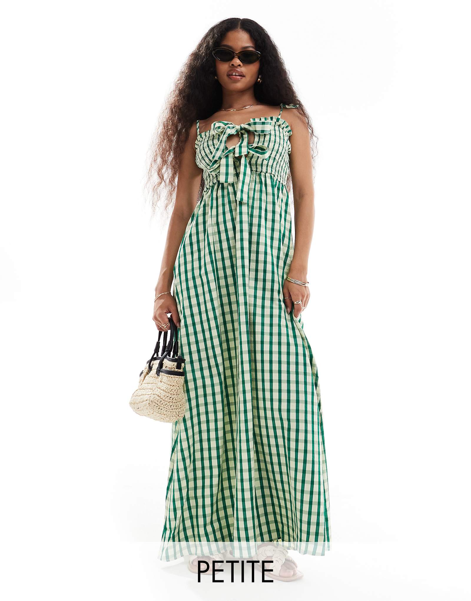 Зеленое платье макси из гингема от ONLY Petite 8790₽