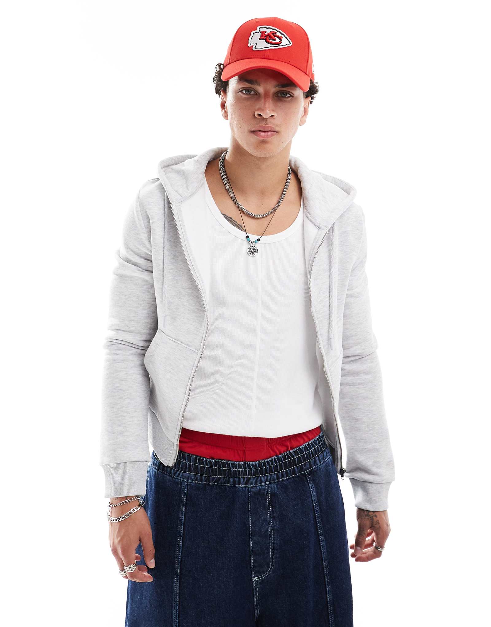 Приталенная толстовка с капюшоном COLLUSION серого цвета 9790₽