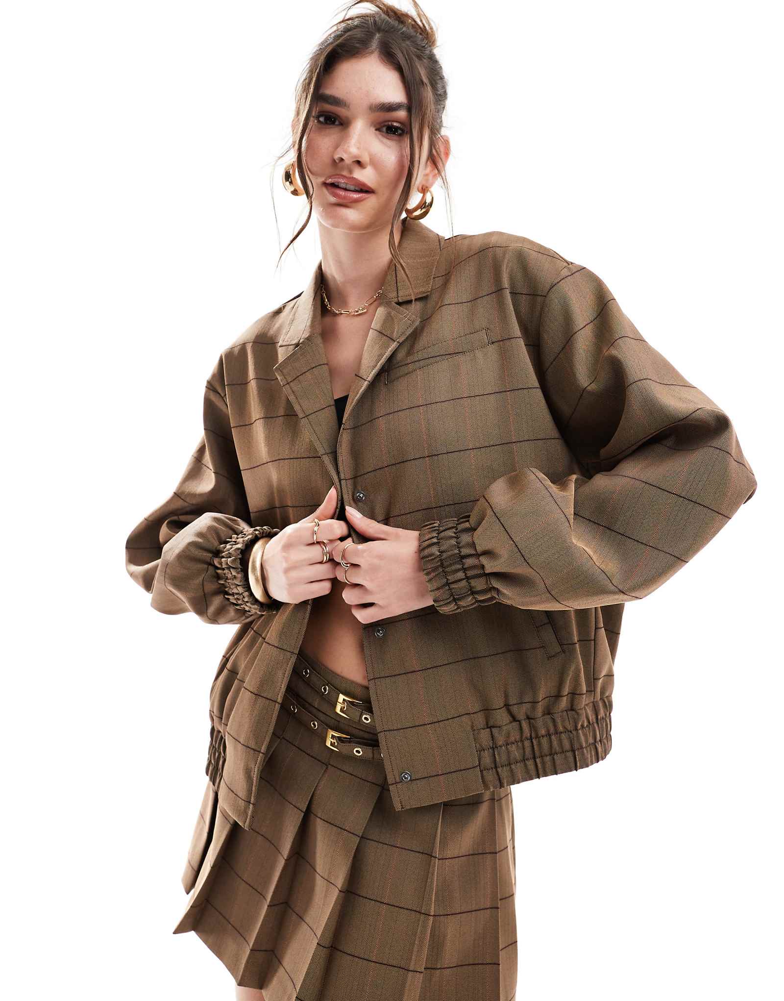 Куртка-бомбер ASOS DESIGN сшитая на заказ в клетку 10590₽