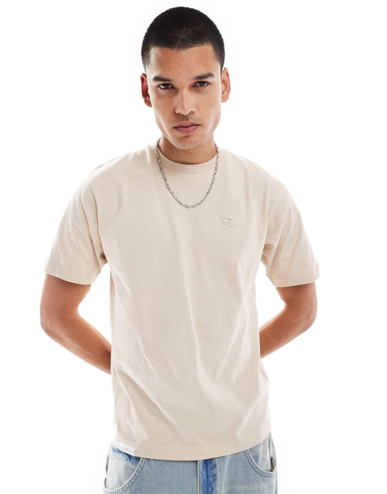 Футболка Aape By A Bathing Ape обычного кроя с коротким рукавом бежевого цвета 9390₽