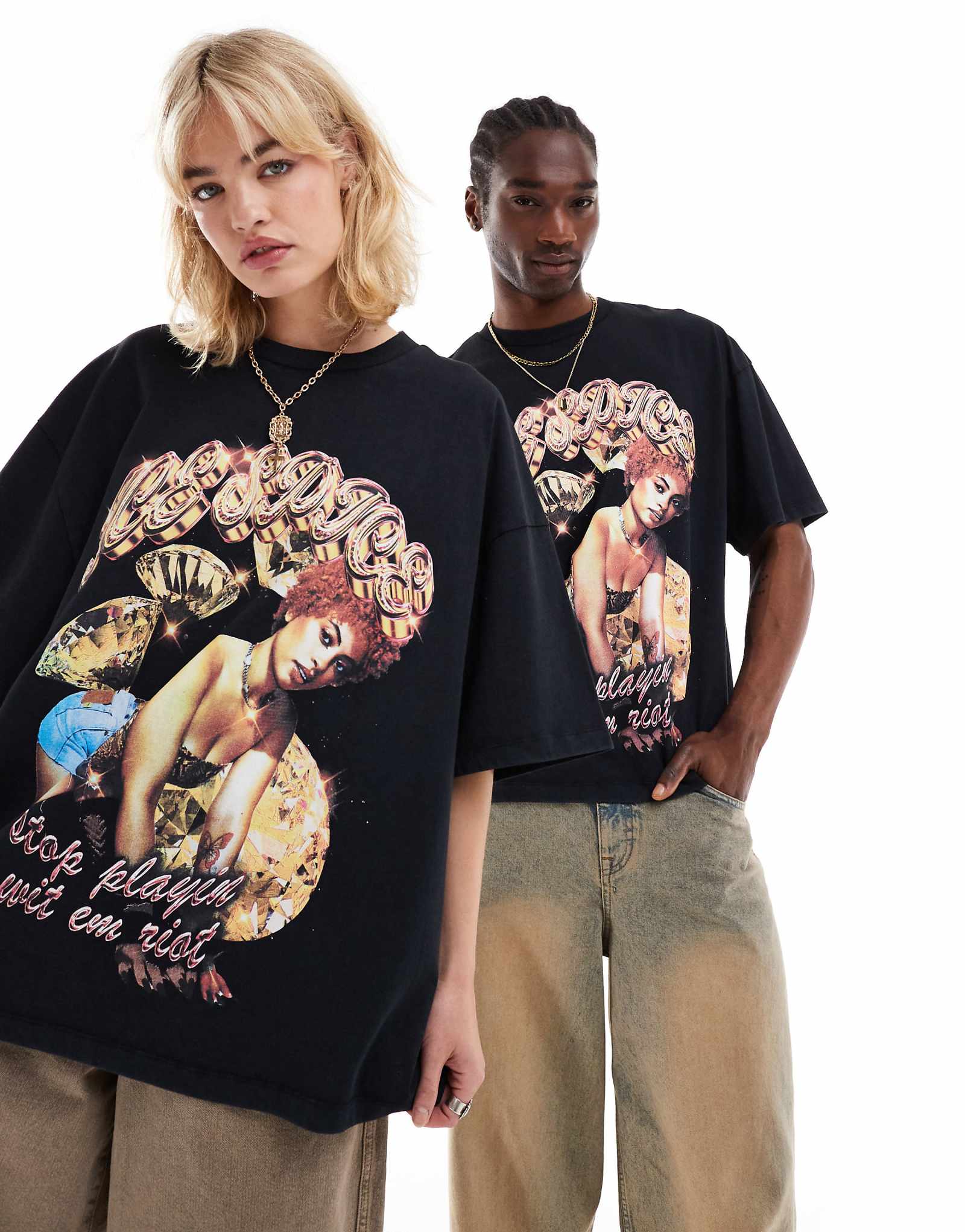 Футболка COLLUSION Unisex ICE SPICE license music festival черного цвета с принтом 8590₽