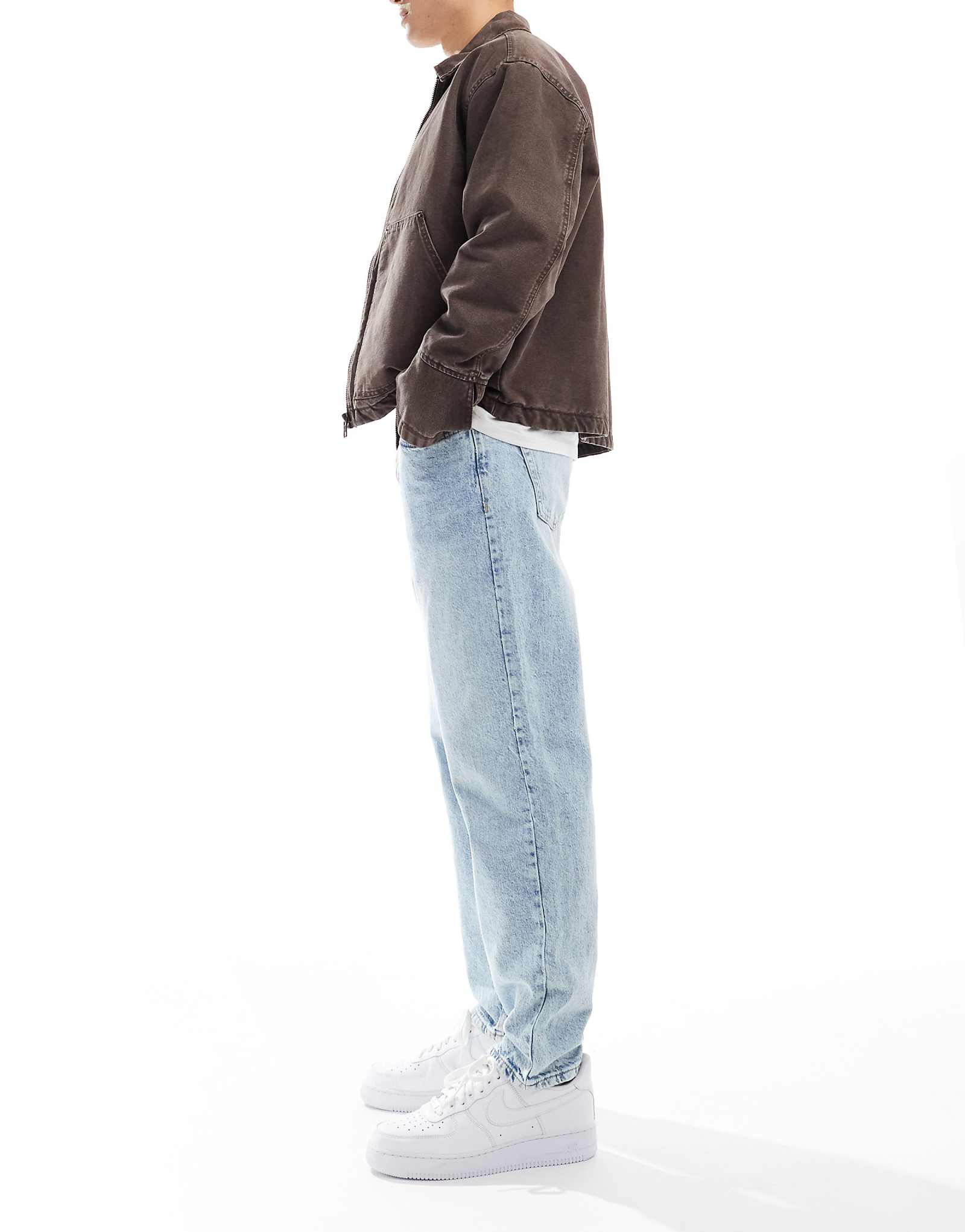 Прямые винтажные джинсы Bershka светло-голубого цвета 