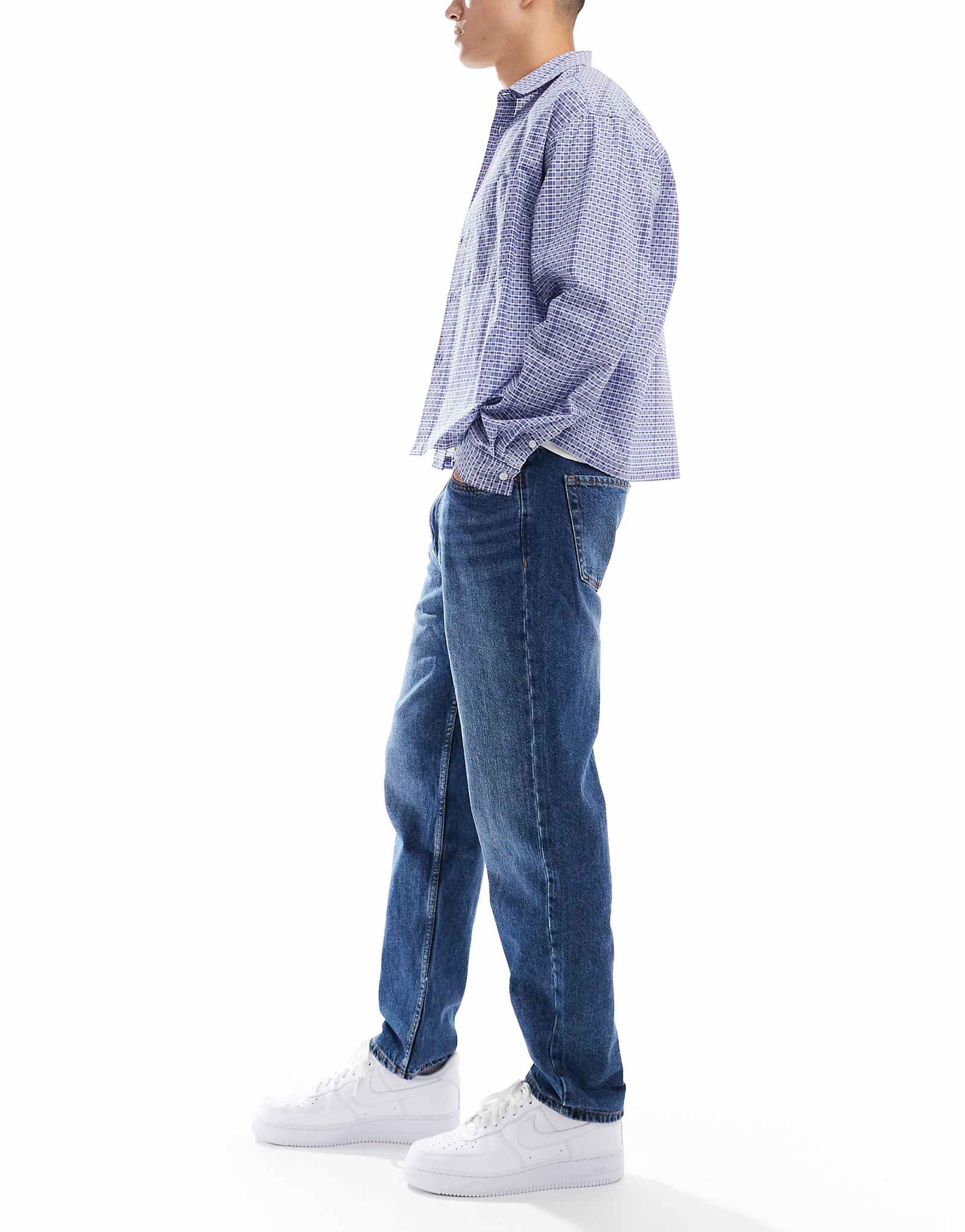 Прямые винтажные джинсы Bershka синего цвета