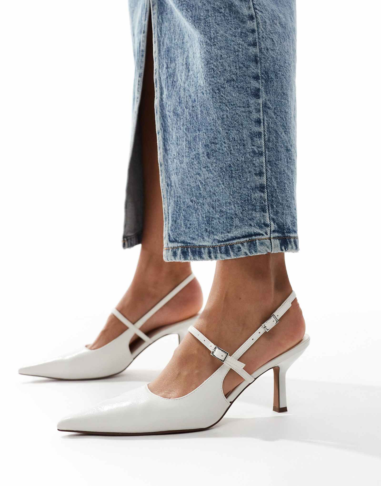 Белые туфли на среднем каблуке mary-jane от ASOS DESIGN Swipe 5790₽