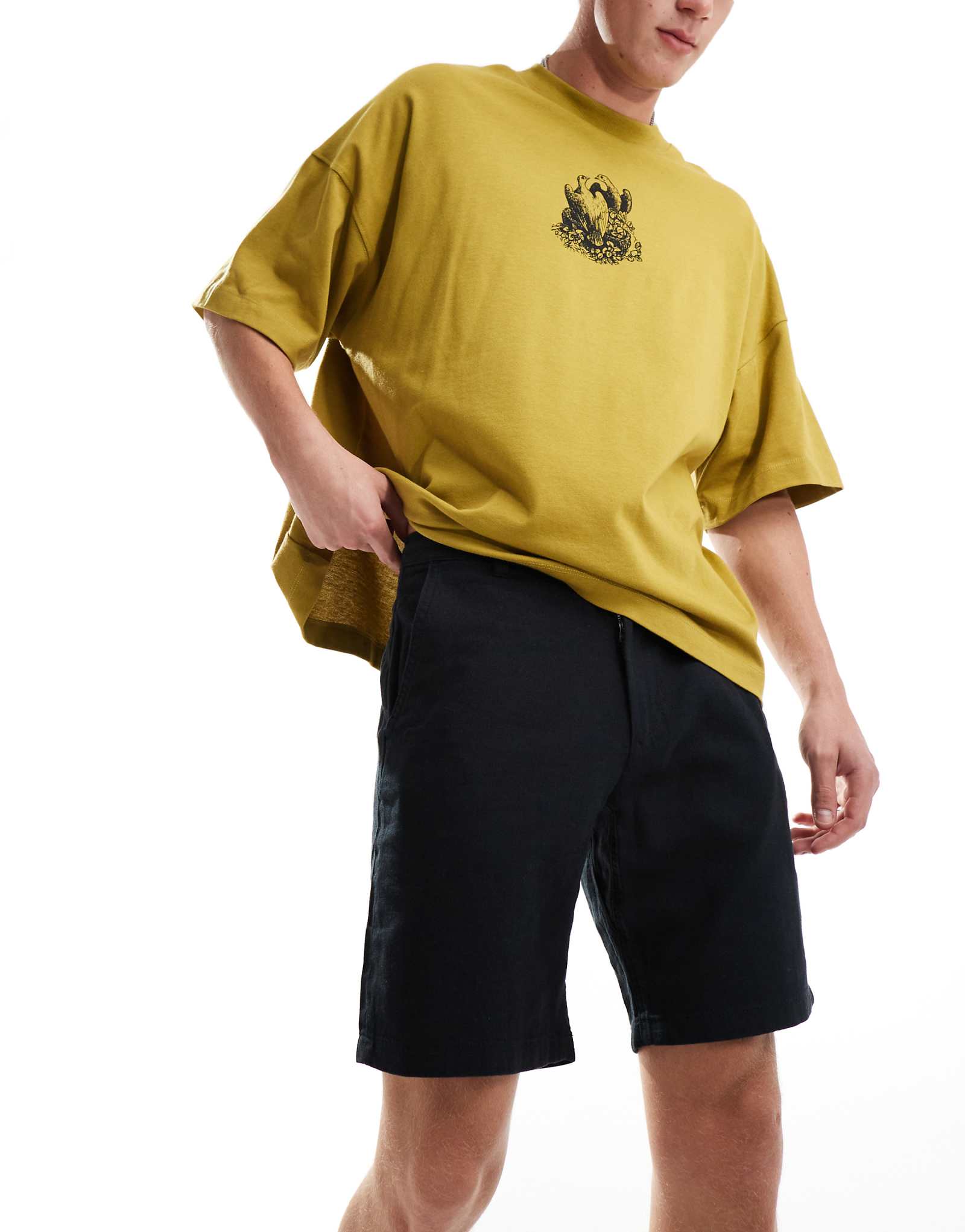 Шорты из льняной смеси Selected Homme черного цвета 5790₽