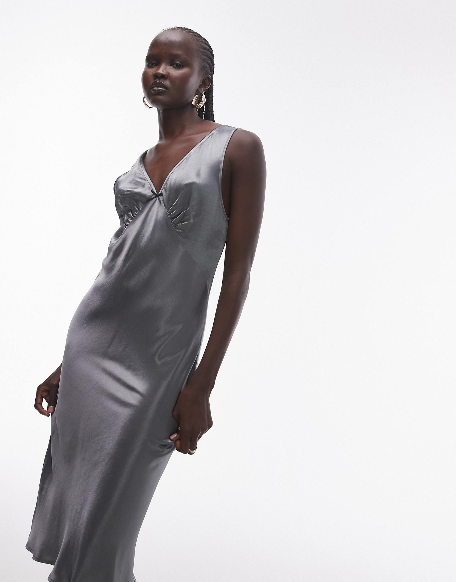 Винтажная комбинация неудобной длины от Topshop серого цвета 3090₽