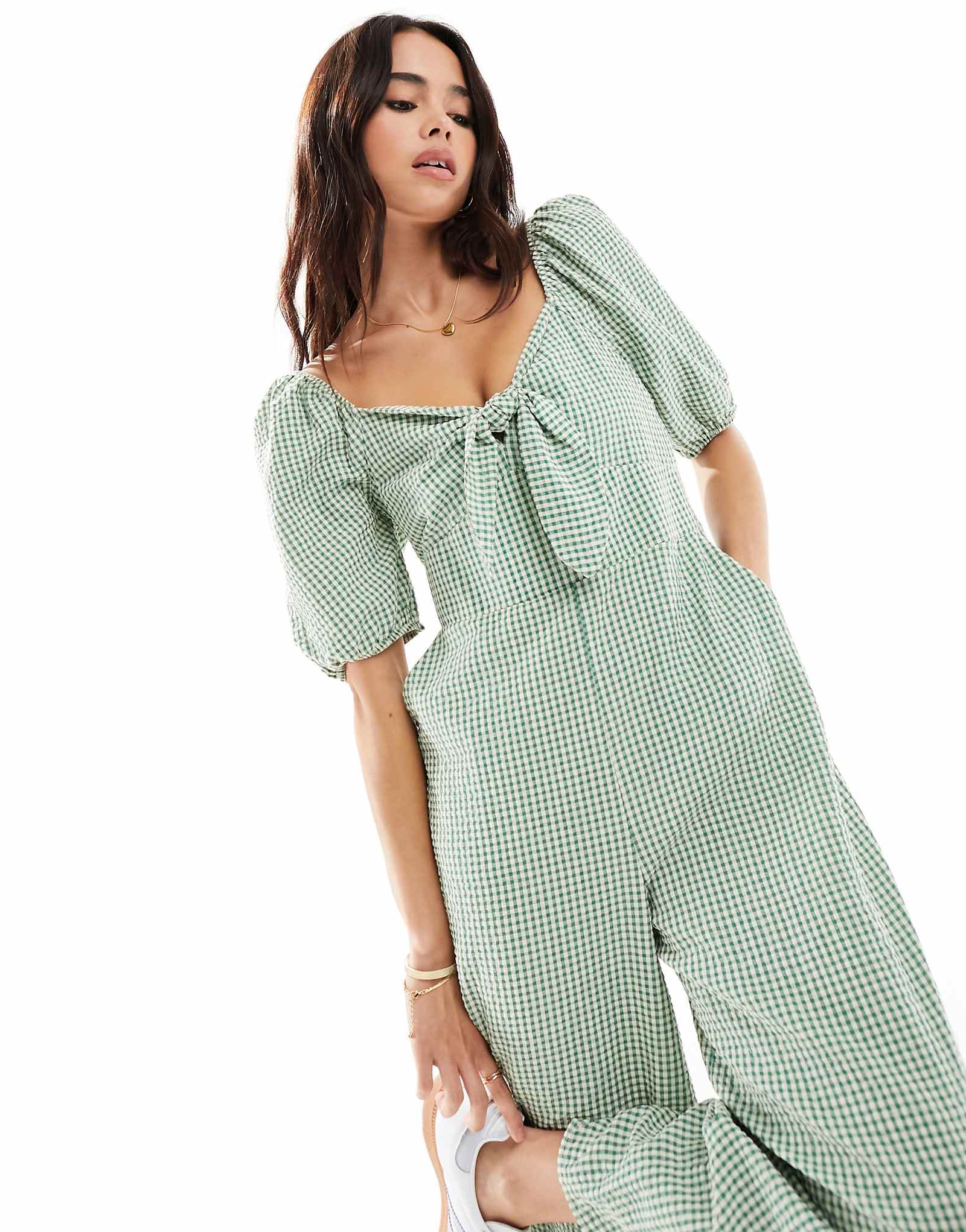 Комбинезон Nobodys Child Simone с пышными рукавами в зеленую клетку 19290₽