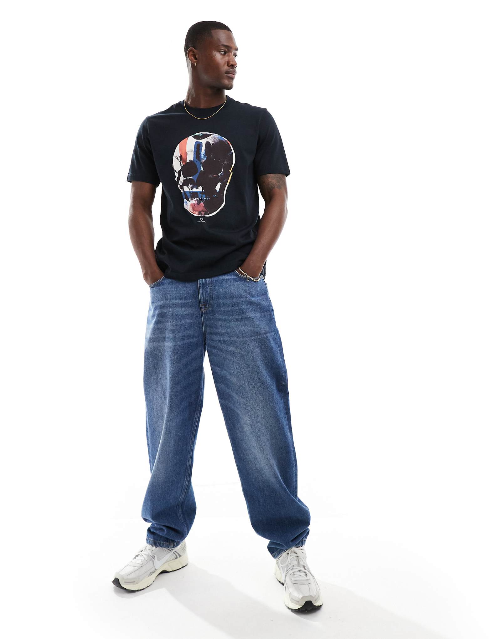 Темно-синяя футболка PS Paul Smith с принтом черепа 8190₽